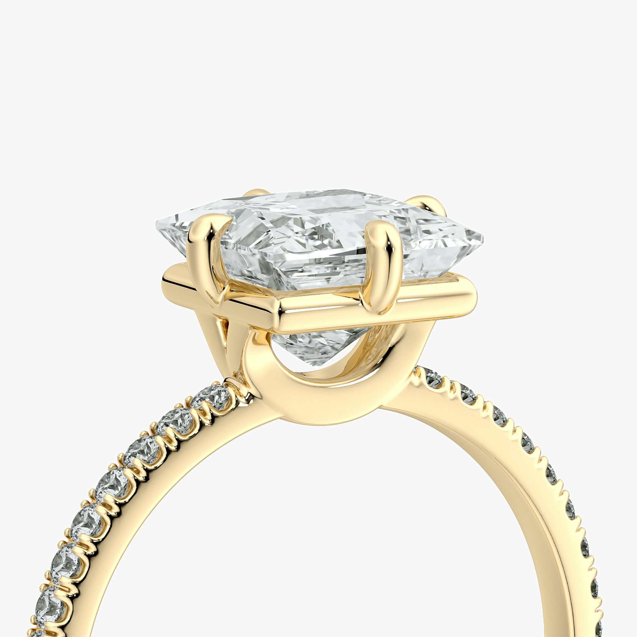 The Compass Solitaire | Princess | 18k | Yellow Gold | bandAccent: Pavé | diamondOrientation: vertical | caratWeight: other