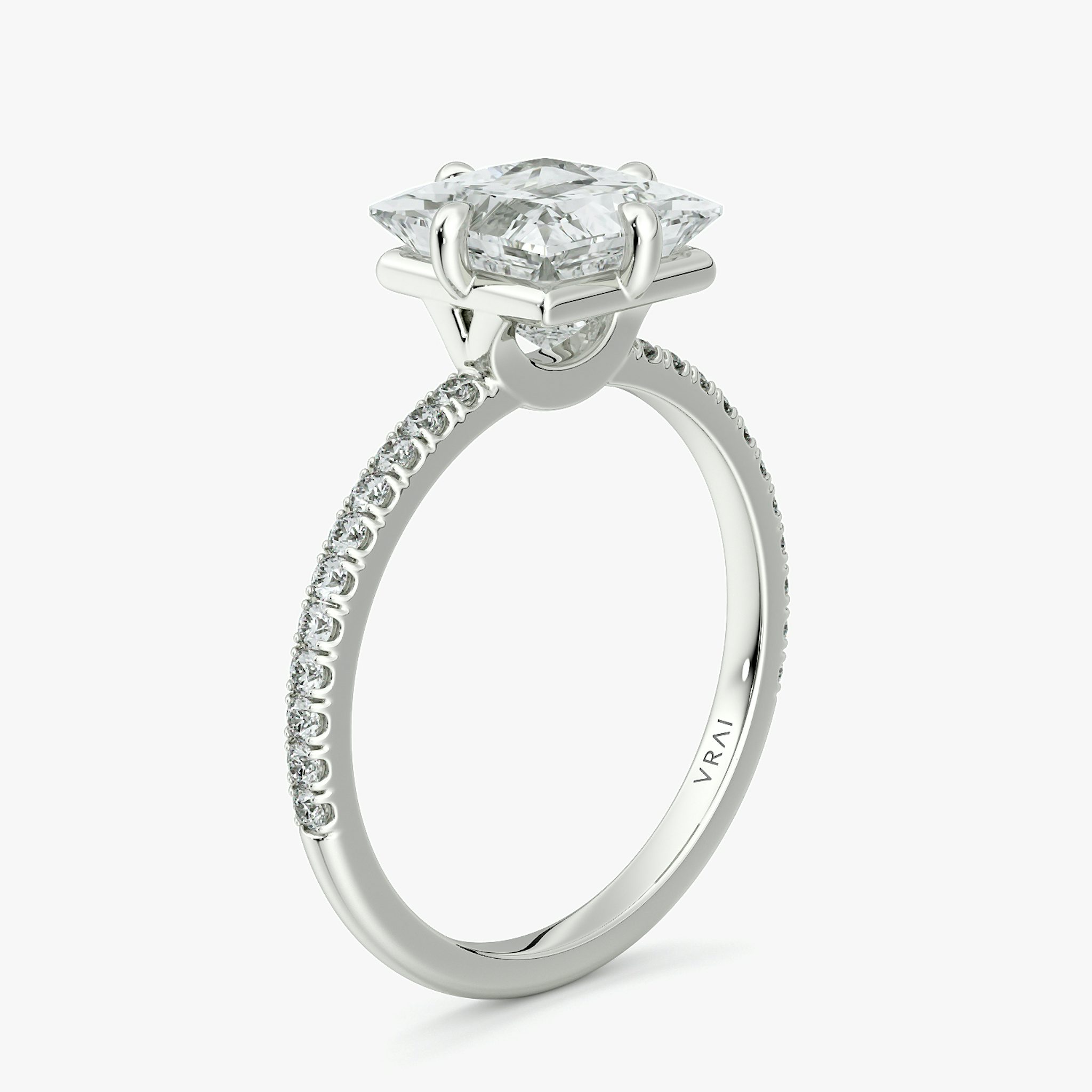 The Compass Solitaire | Princess | 18k | White Gold | bandAccent: Pavé | diamondOrientation: vertical | caratWeight: other