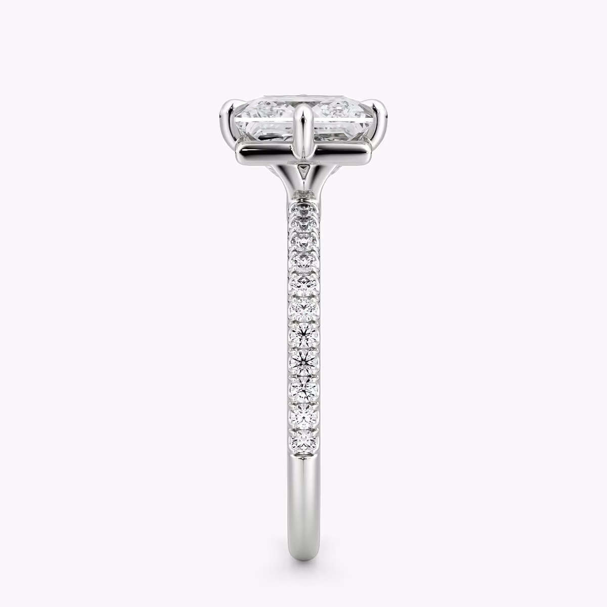 The Compass Solitaire | Princess | 18k | White Gold | bandAccent: Pavé | diamondOrientation: vertical | caratWeight: other