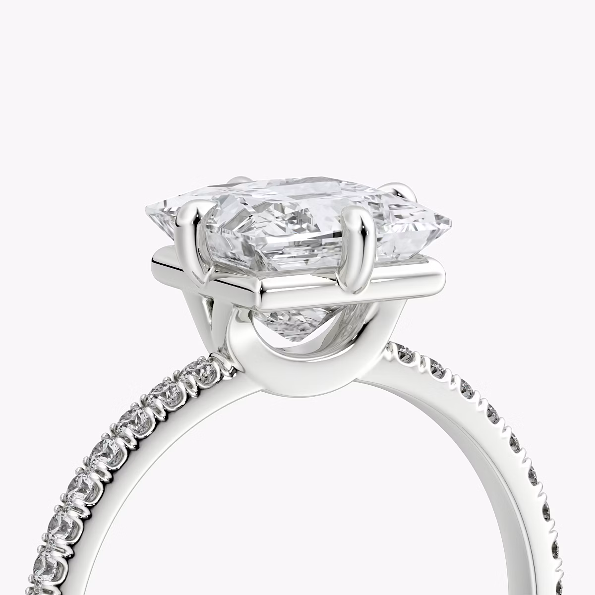 The Compass Solitaire | Princess | 18k | White Gold | bandAccent: Pavé | diamondOrientation: vertical | caratWeight: other