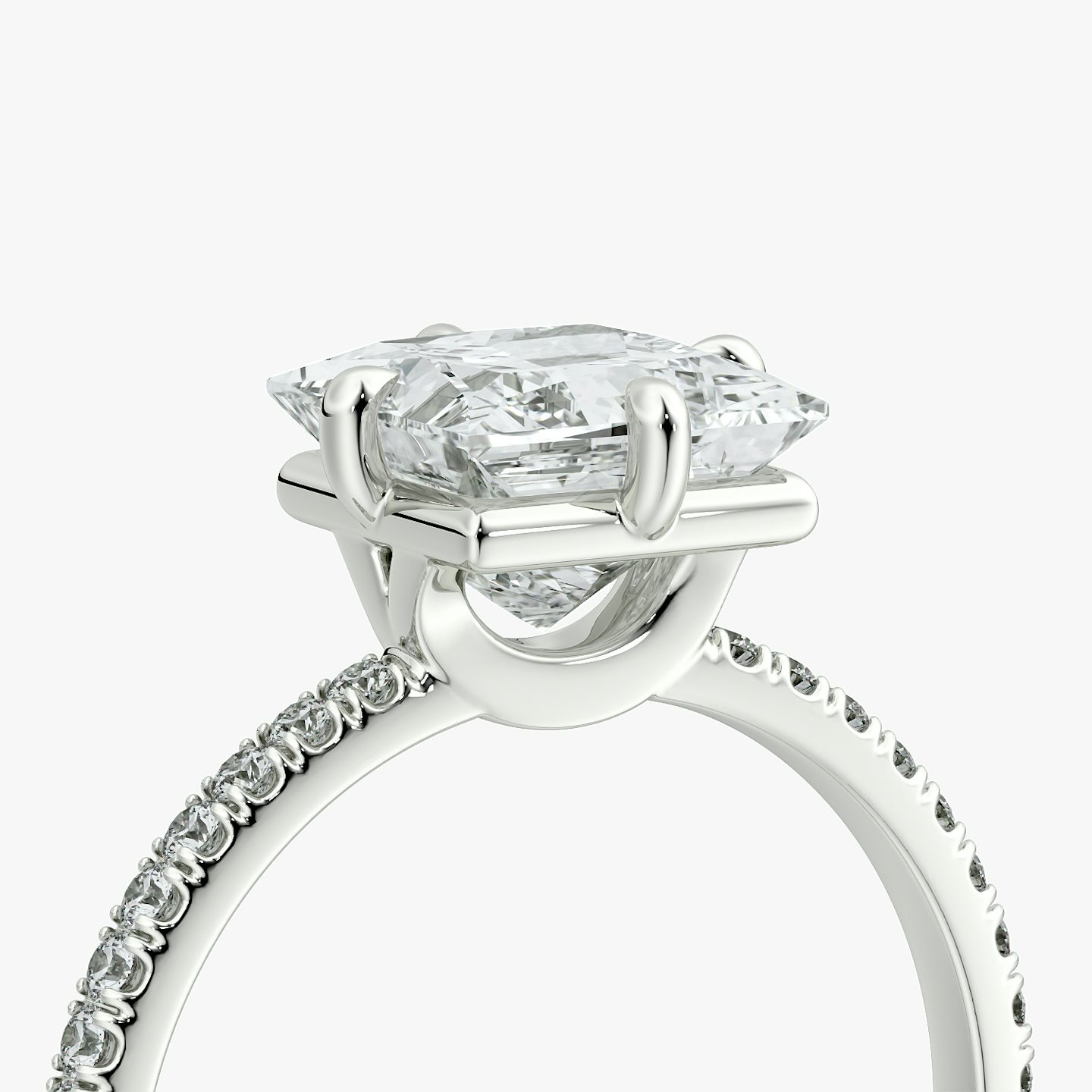 The Compass Solitaire | Princess | 18k | White Gold | bandAccent: Pavé | diamondOrientation: vertical | caratWeight: other