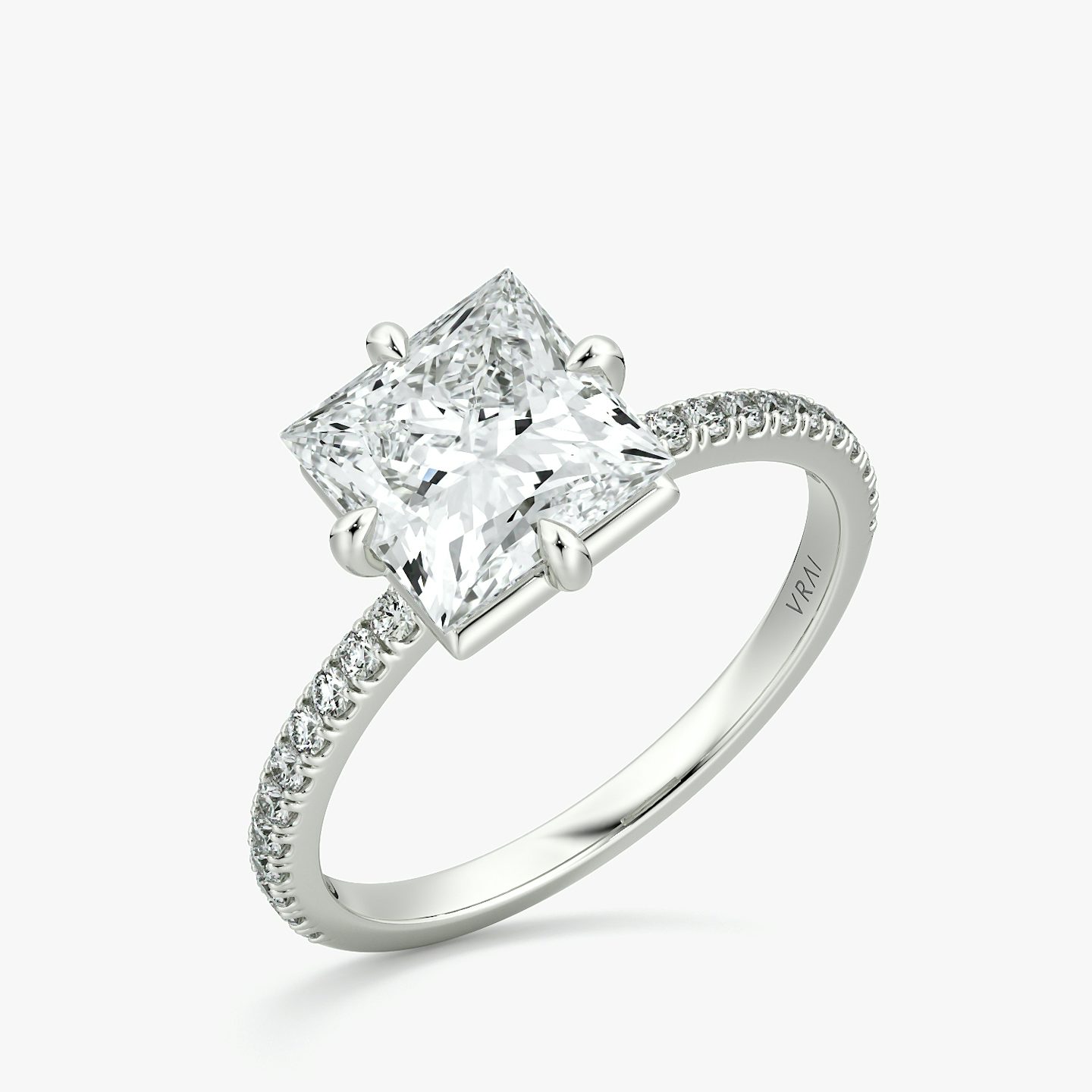 The Compass Solitaire | Princess | 18k | White Gold | bandAccent: Pavé | diamondOrientation: vertical | caratWeight: other