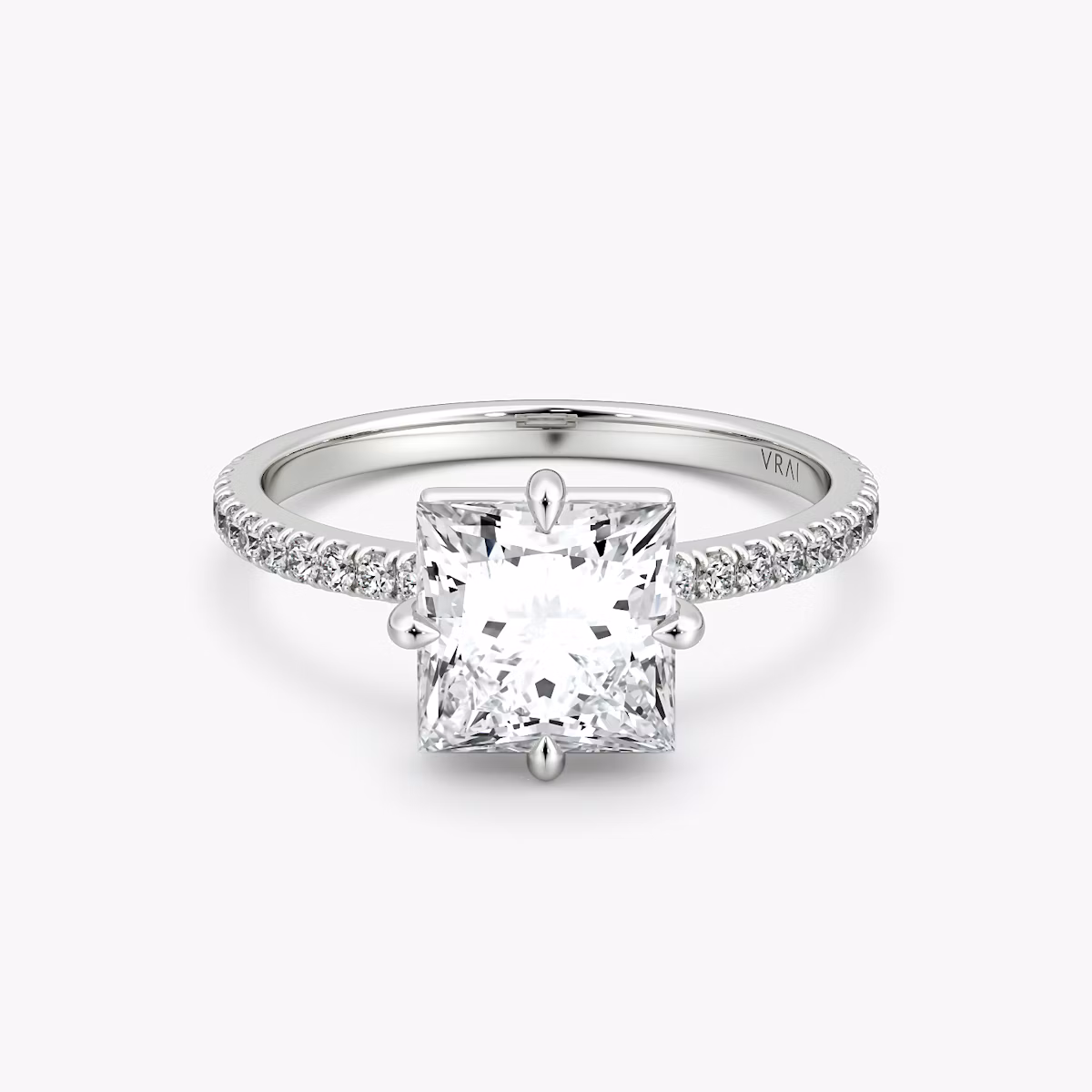 The Compass Solitaire | Princess | 18k | White Gold | bandAccent: Pavé | diamondOrientation: vertical | caratWeight: other