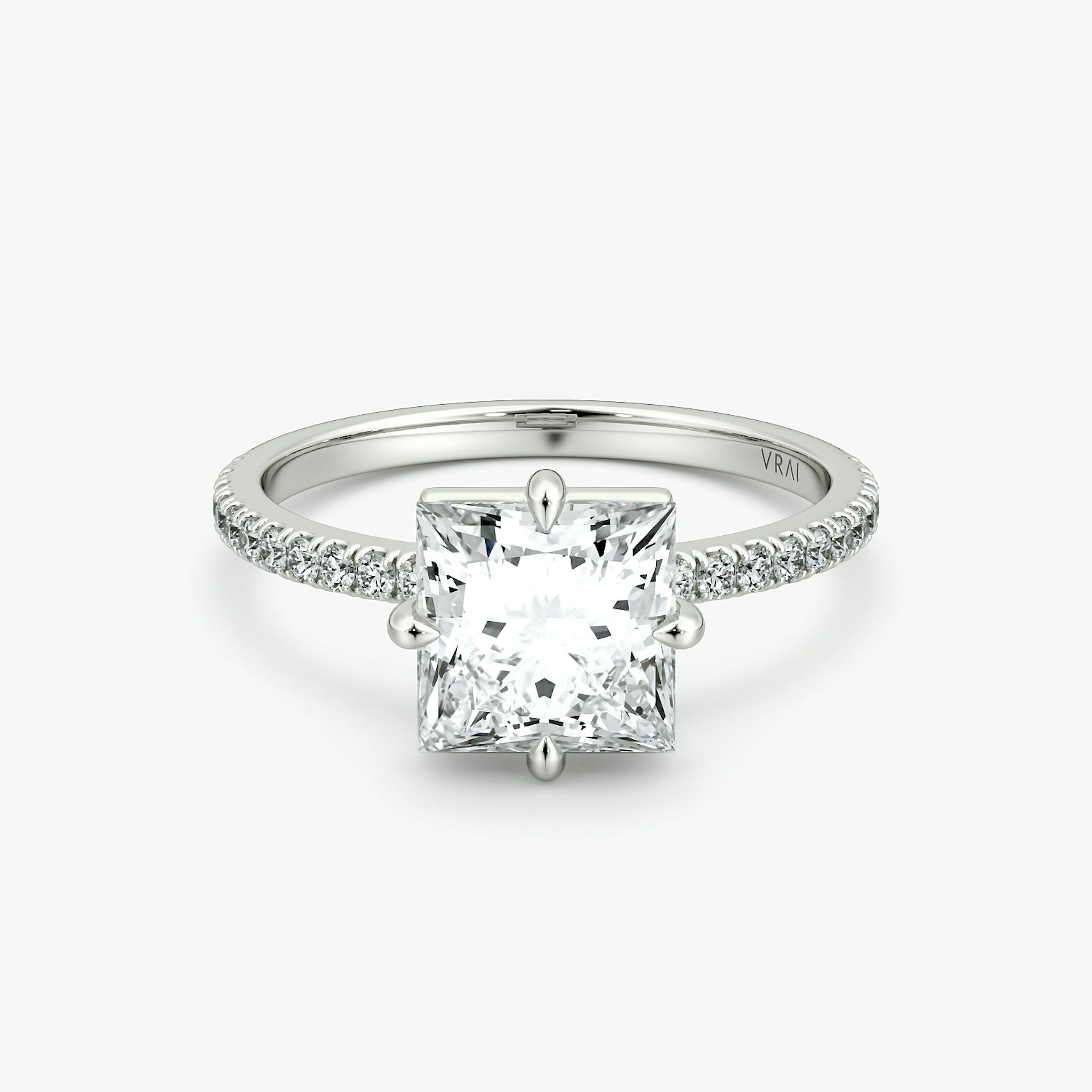 The Compass Solitaire | Princess | 18k | White Gold | bandAccent: Pavé | diamondOrientation: vertical | caratWeight: other