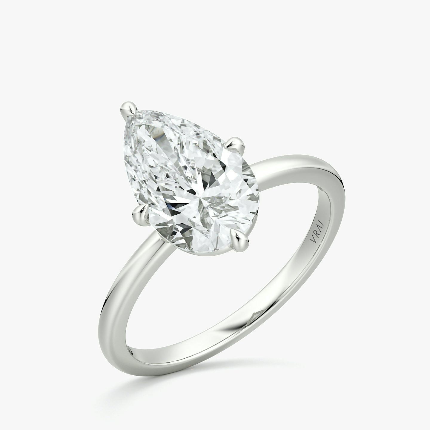 The Compass Solitaire | Pear | Platinum | bandAccent: Plain | diamondOrientation: vertical | caratWeight: other