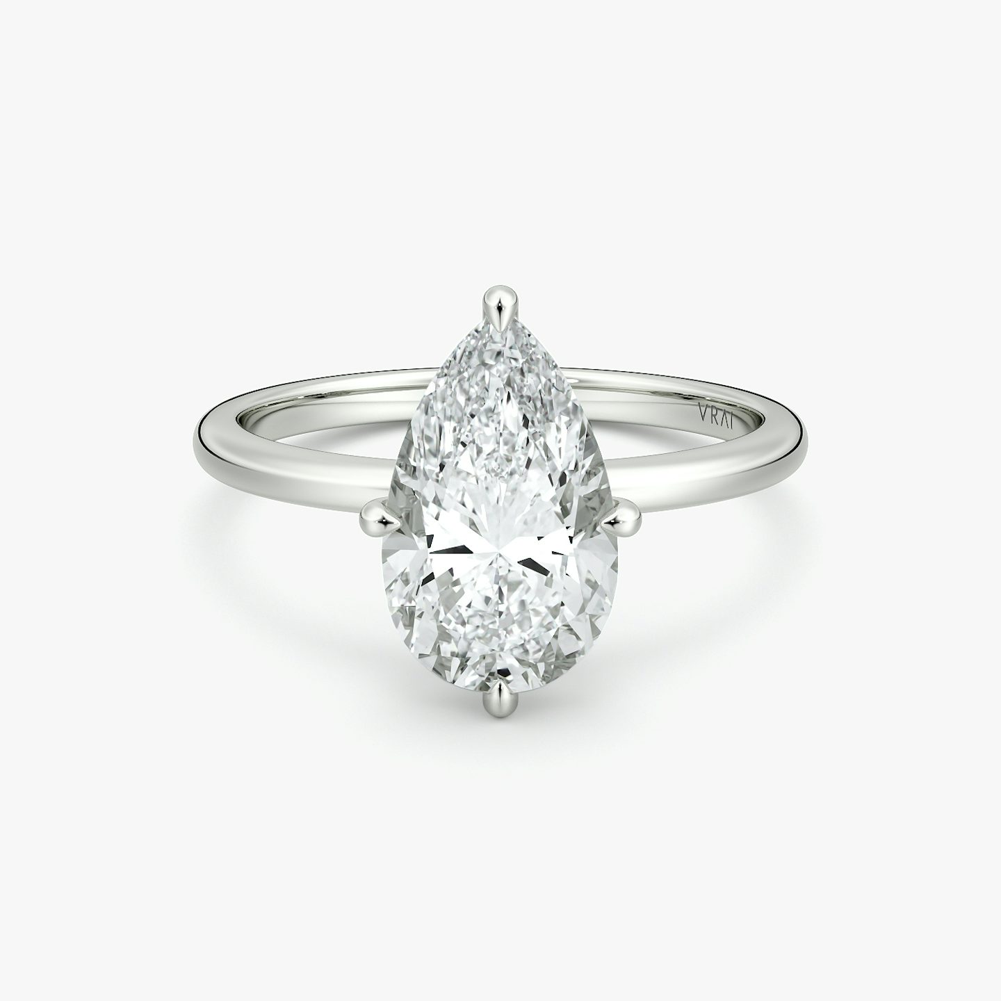 The Compass Solitaire | Pear | Platinum | bandAccent: Plain | diamondOrientation: vertical | caratWeight: other