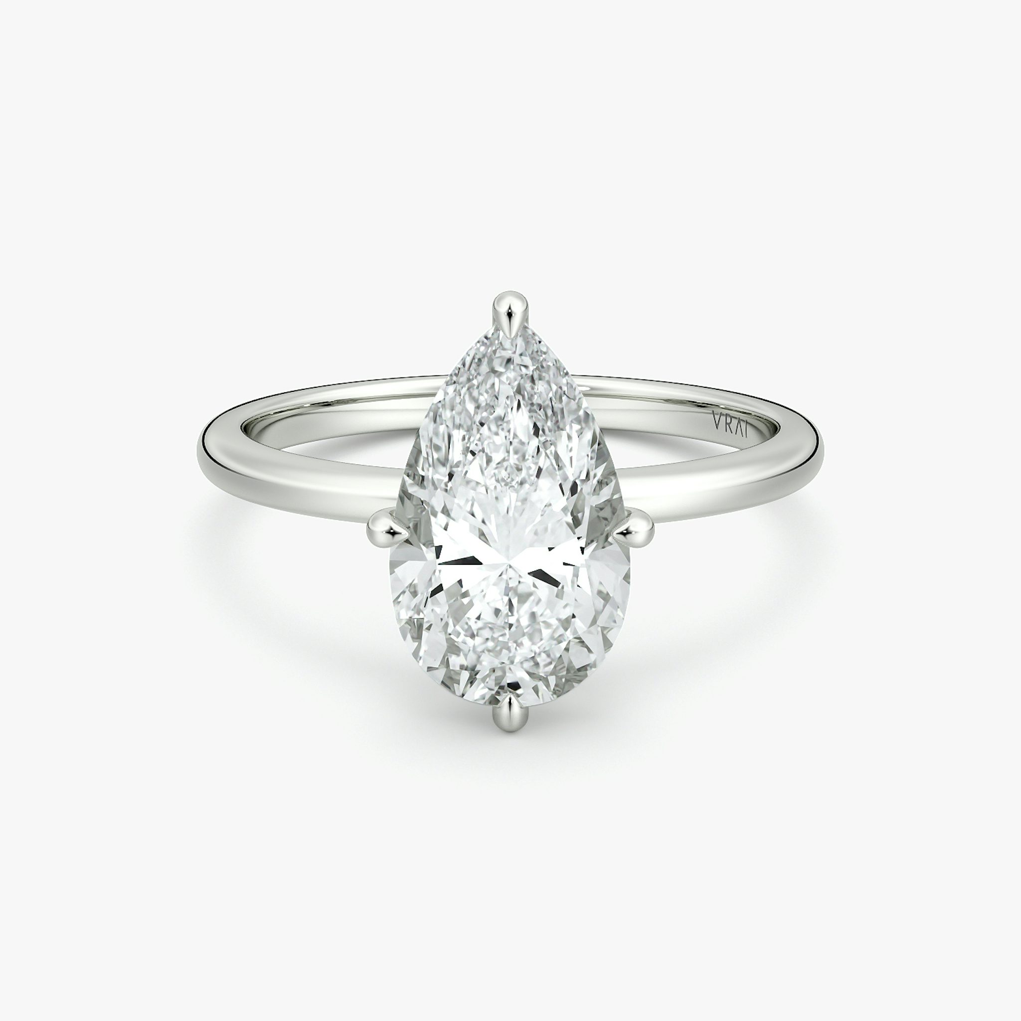 The Compass Solitaire | Pear | 18k | White Gold | bandAccent: Plain | diamondOrientation: vertical | caratWeight: other