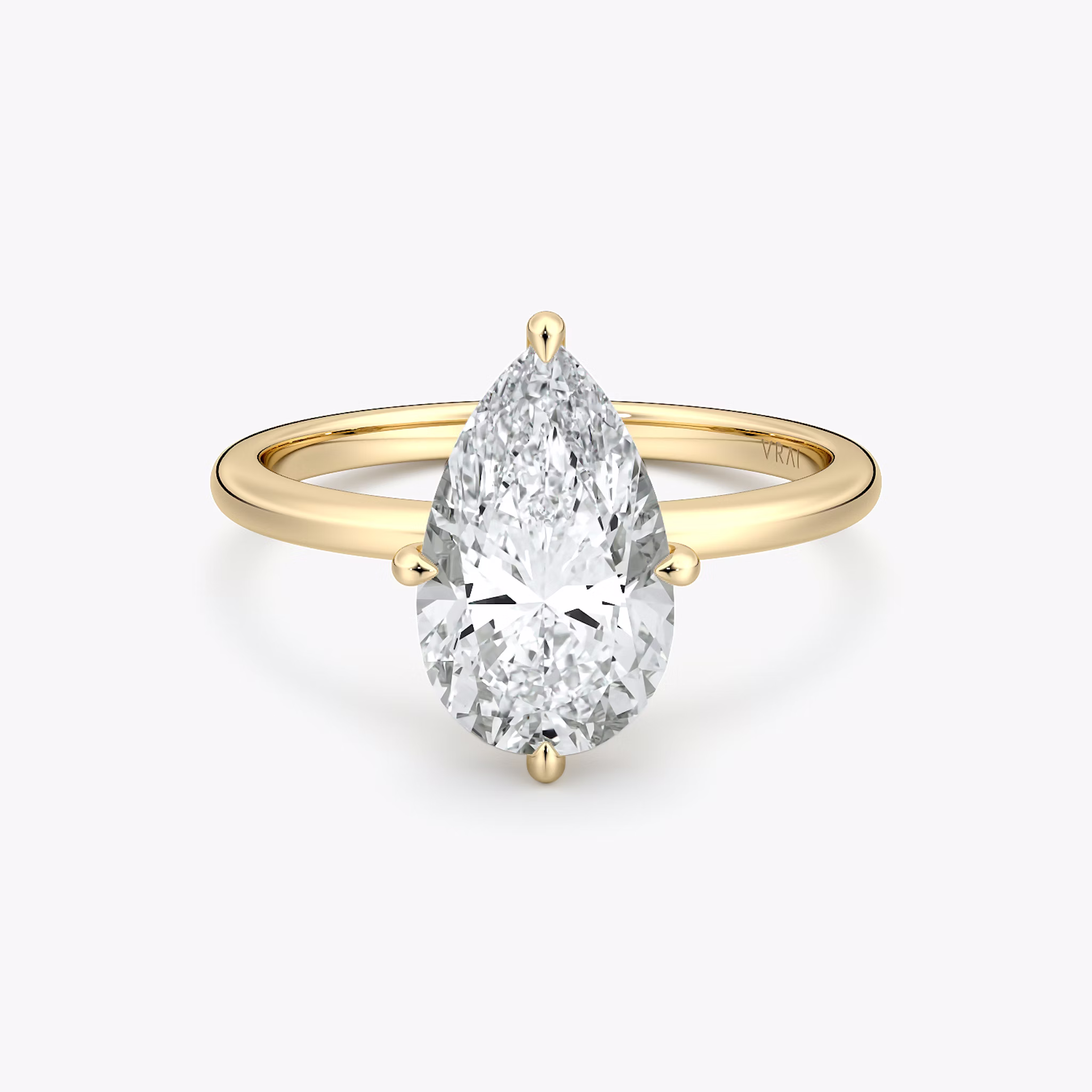 The Compass Solitaire | Pear | 18k | Yellow Gold | bandAccent: Plain | diamondOrientation: vertical | caratWeight: other