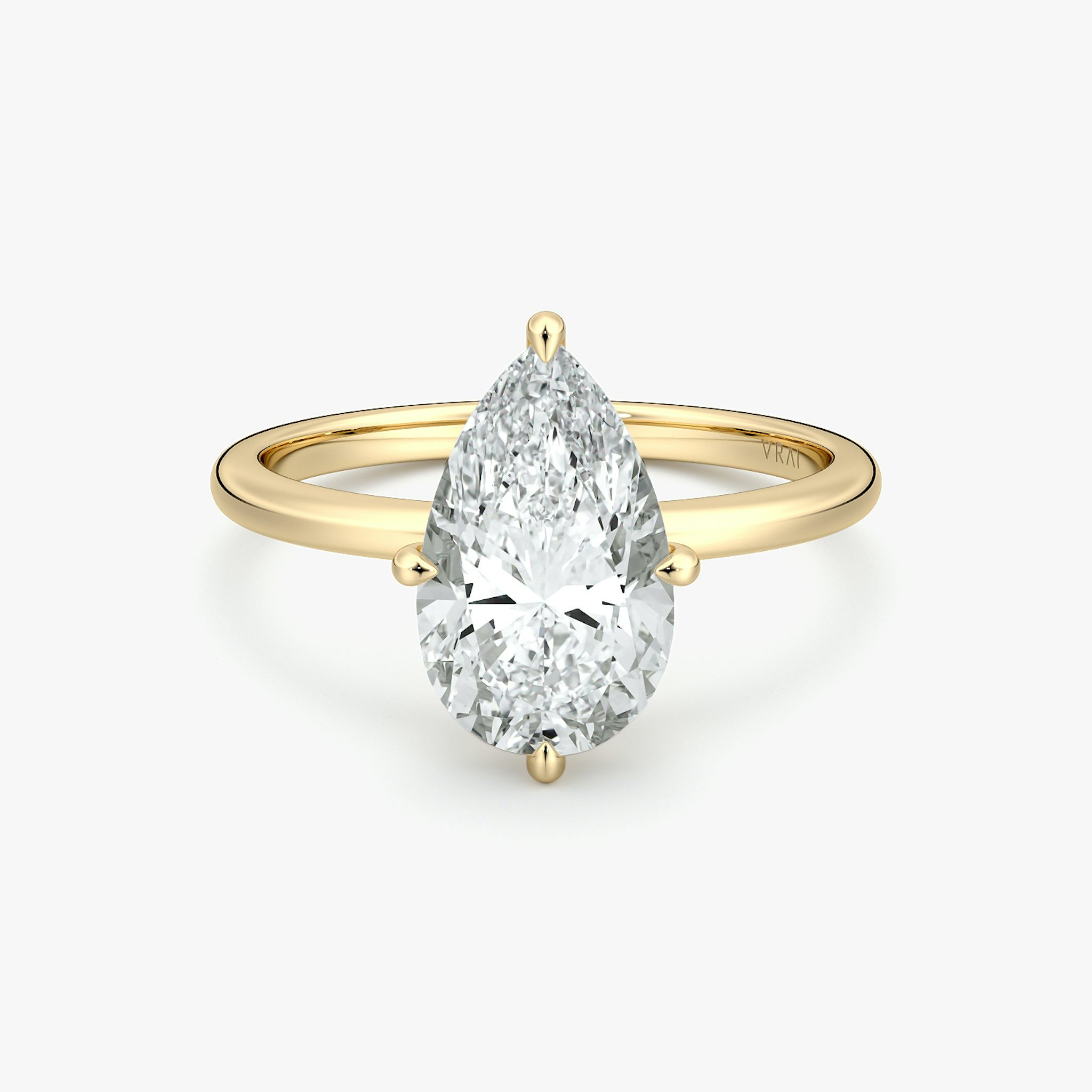 The Compass Solitaire | Pear | 18k | Yellow Gold | bandAccent: Plain | diamondOrientation: vertical | caratWeight: other