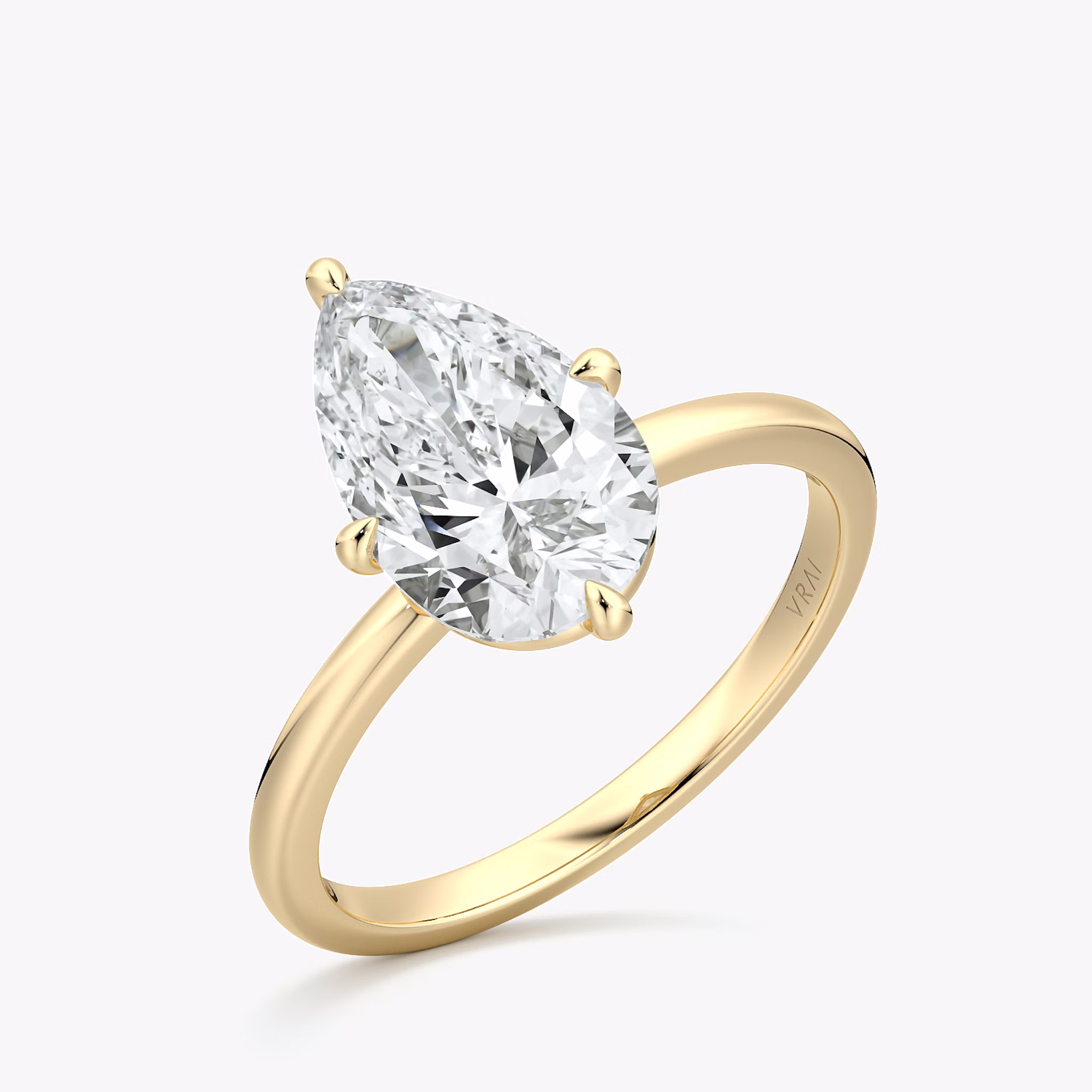 The Compass Solitaire | Pear | 18k | Yellow Gold | bandAccent: Plain | diamondOrientation: vertical | caratWeight: other
