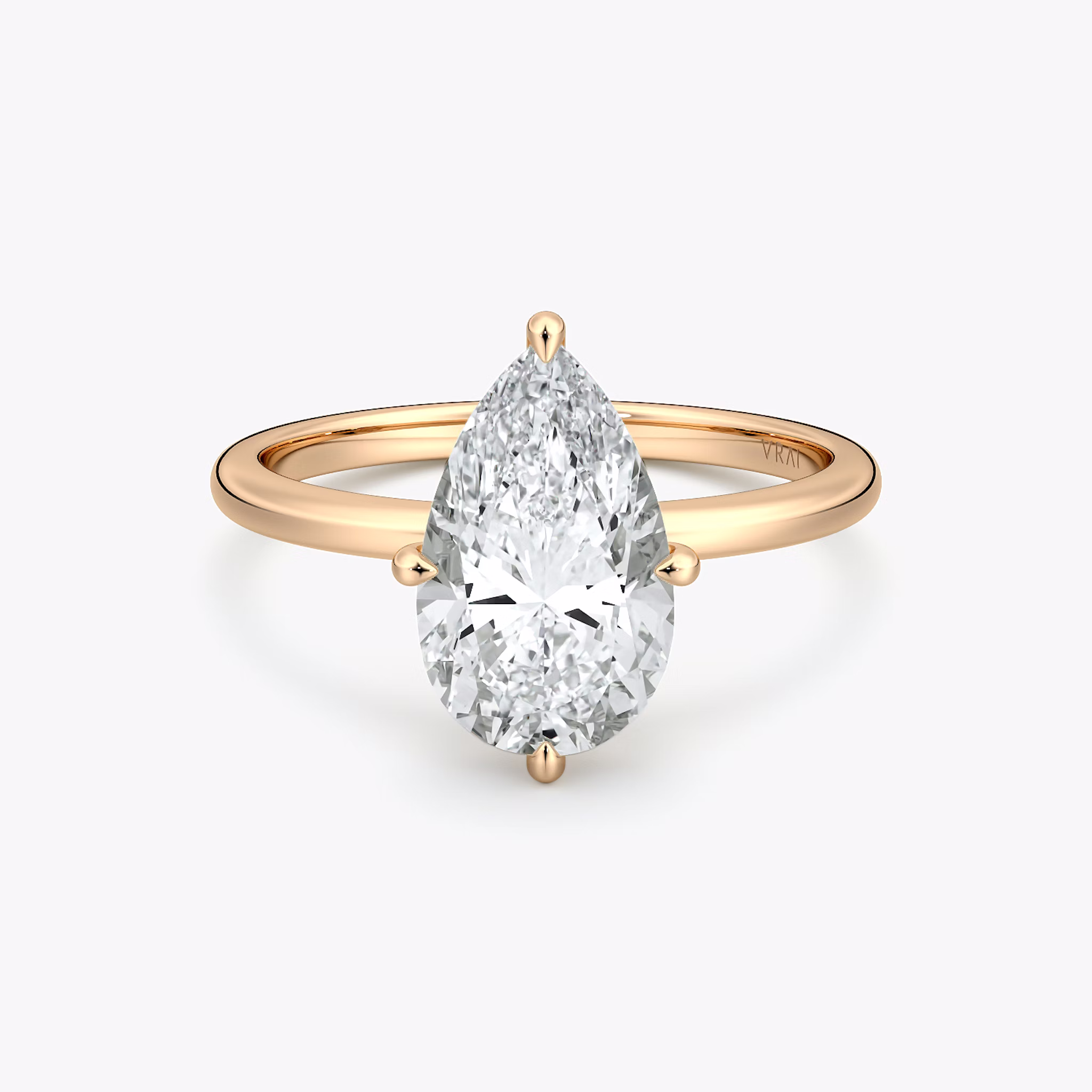 The Compass Solitaire | Pear | 14k | Rose Gold | bandAccent: Plain | diamondOrientation: vertical | caratWeight: other