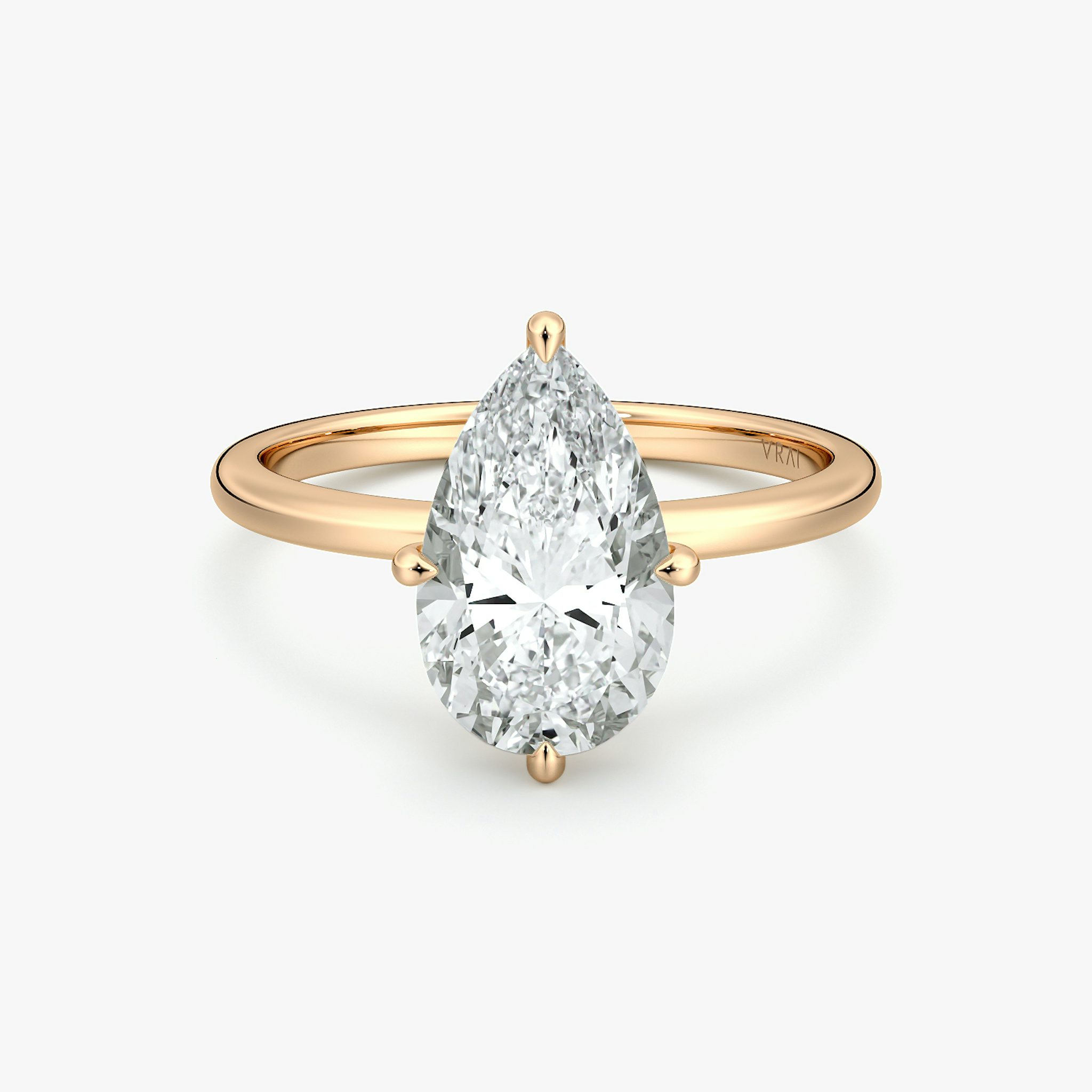 The Compass Solitaire | Pear | 14k | Rose Gold | bandAccent: Plain | diamondOrientation: vertical | caratWeight: other