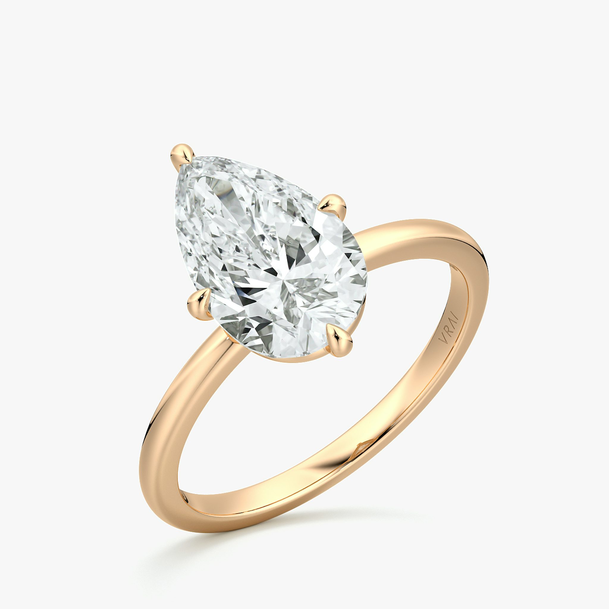 The Compass Solitaire | Pear | 14k | Rose Gold | bandAccent: Plain | diamondOrientation: vertical | caratWeight: other