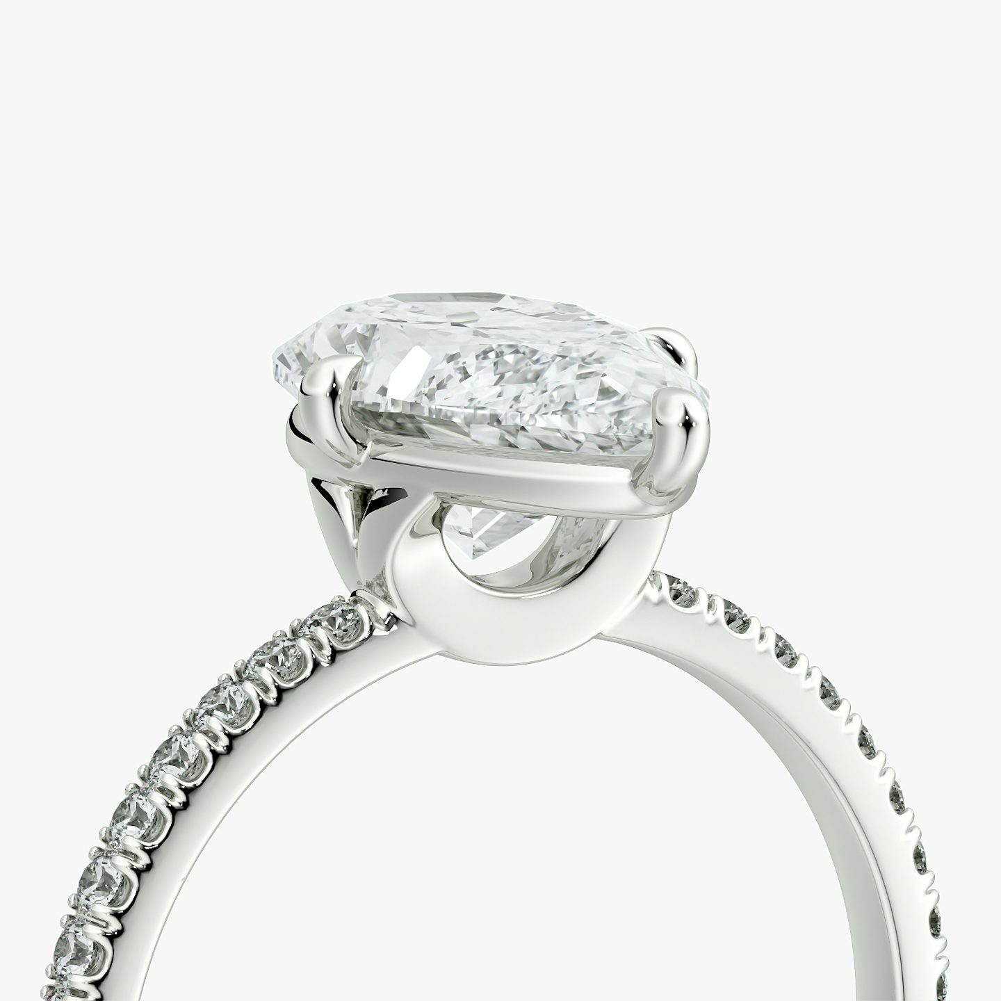 Bague de fiançailles Compass | Poire | Platine | bandAccent: Pavé | diamondOrientation: vertical | caratWeight: other