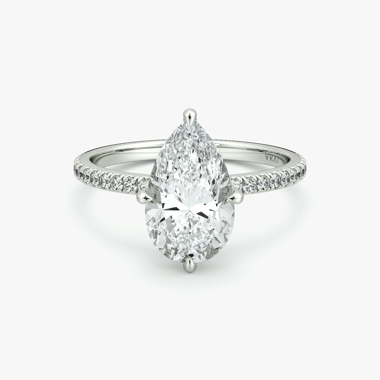 Bague de fiançailles Compass | Poire | Platine | bandAccent: Pavé | diamondOrientation: vertical | caratWeight: other