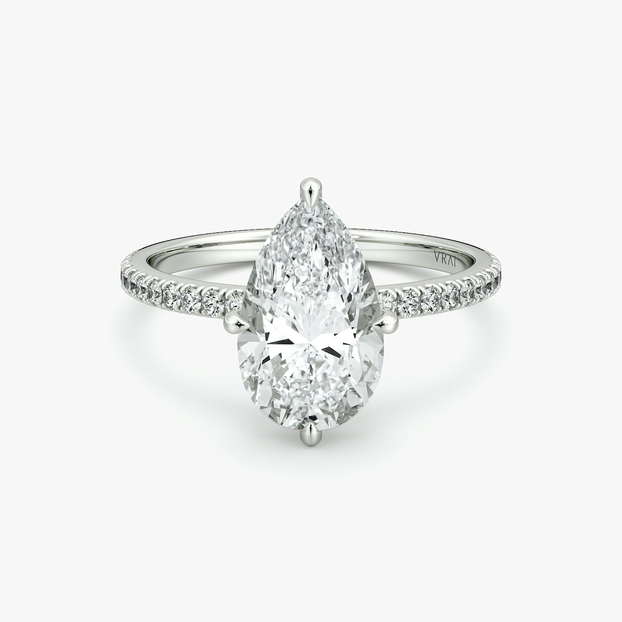 The Compass Solitaire | Pear | 18k | White Gold | bandAccent: Pavé | diamondOrientation: vertical | caratWeight: other