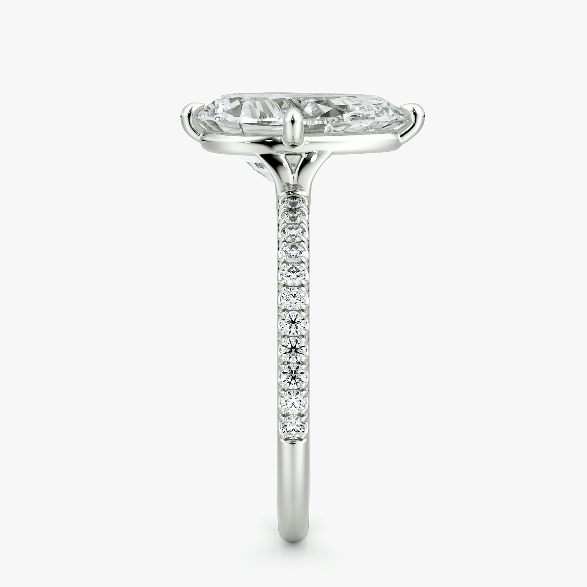The Compass Solitaire | Pear | 18k | White Gold | bandAccent: Pavé | diamondOrientation: vertical | caratWeight: other
