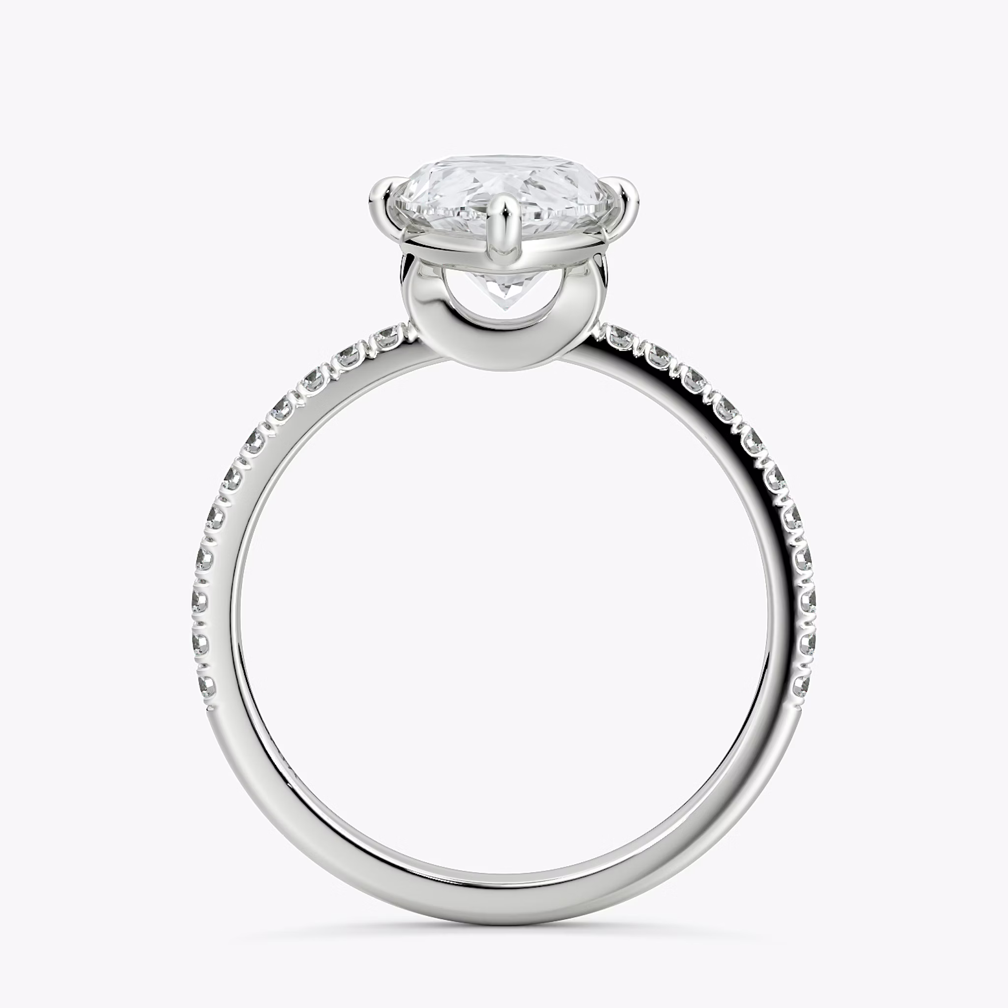 The Compass Solitaire | Pear | 18k | White Gold | bandAccent: Pavé | diamondOrientation: vertical | caratWeight: other