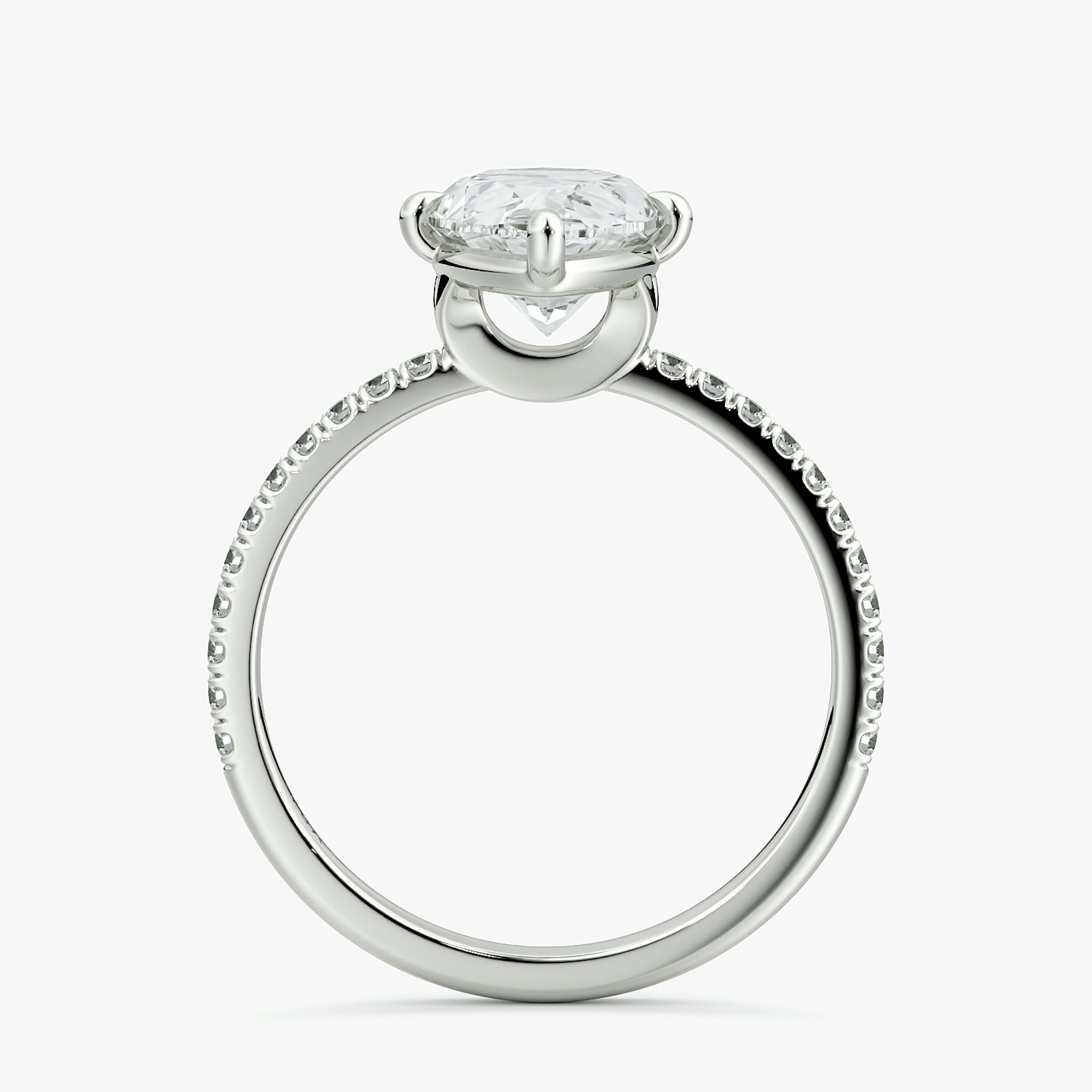 The Compass Solitaire | Pear | 18k | White Gold | bandAccent: Pavé | diamondOrientation: vertical | caratWeight: other