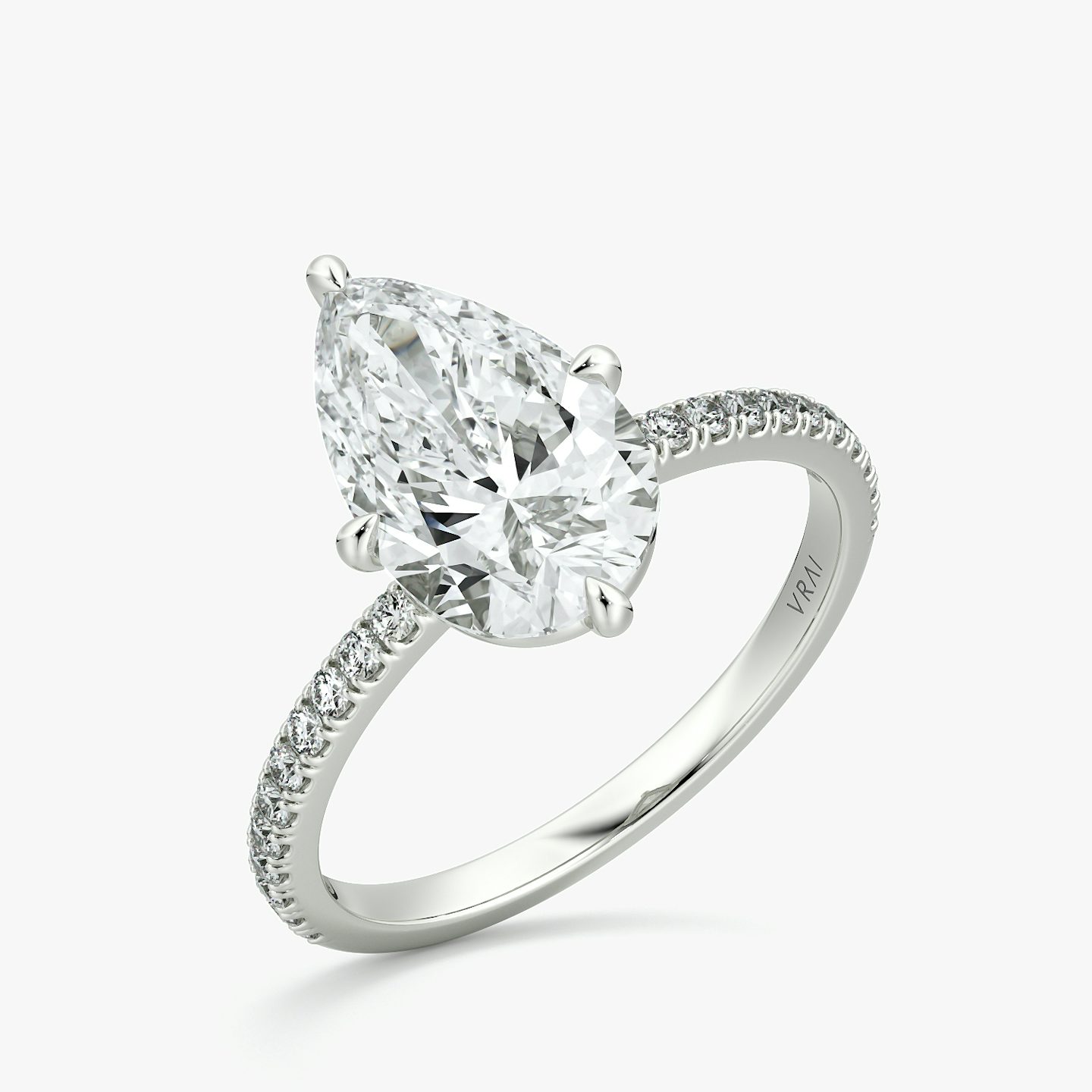 Bague de fiançailles Compass | Poire | Platine | bandAccent: Pavé | diamondOrientation: vertical | caratWeight: other