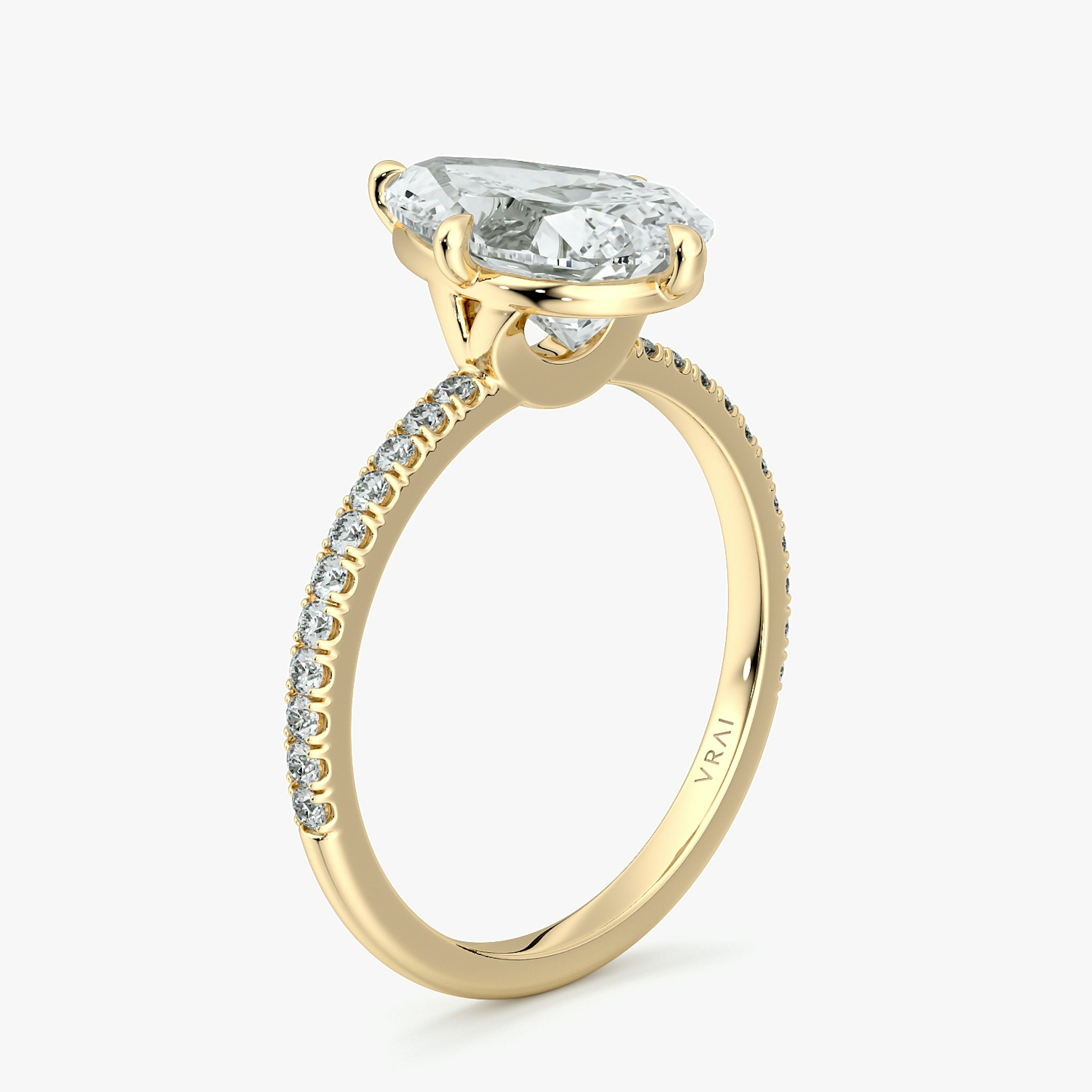 The Compass Solitaire | Pear | 18k | Yellow Gold | bandAccent: Pavé | diamondOrientation: vertical | caratWeight: other