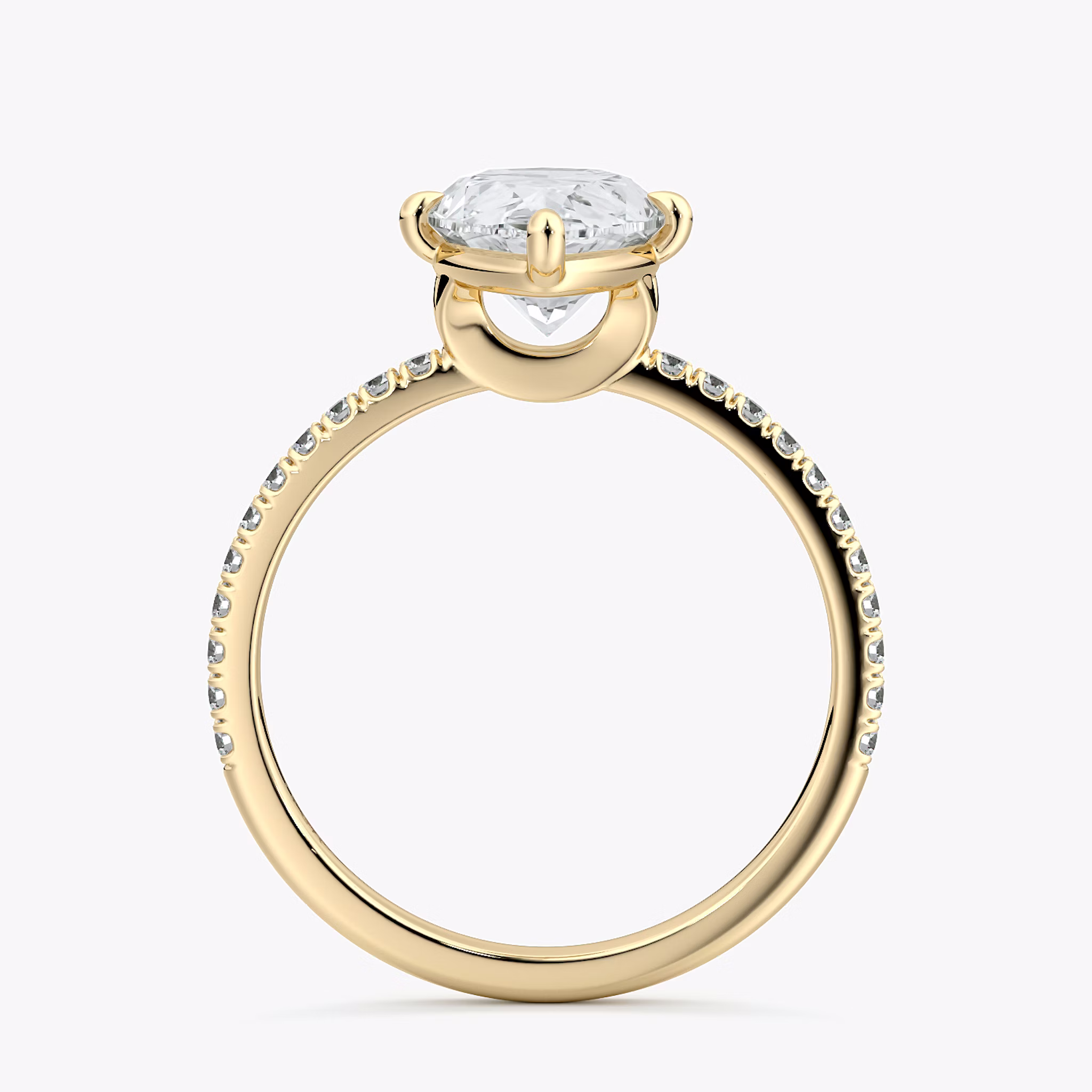 The Compass Solitaire | Pear | 18k | Yellow Gold | bandAccent: Pavé | diamondOrientation: vertical | caratWeight: other