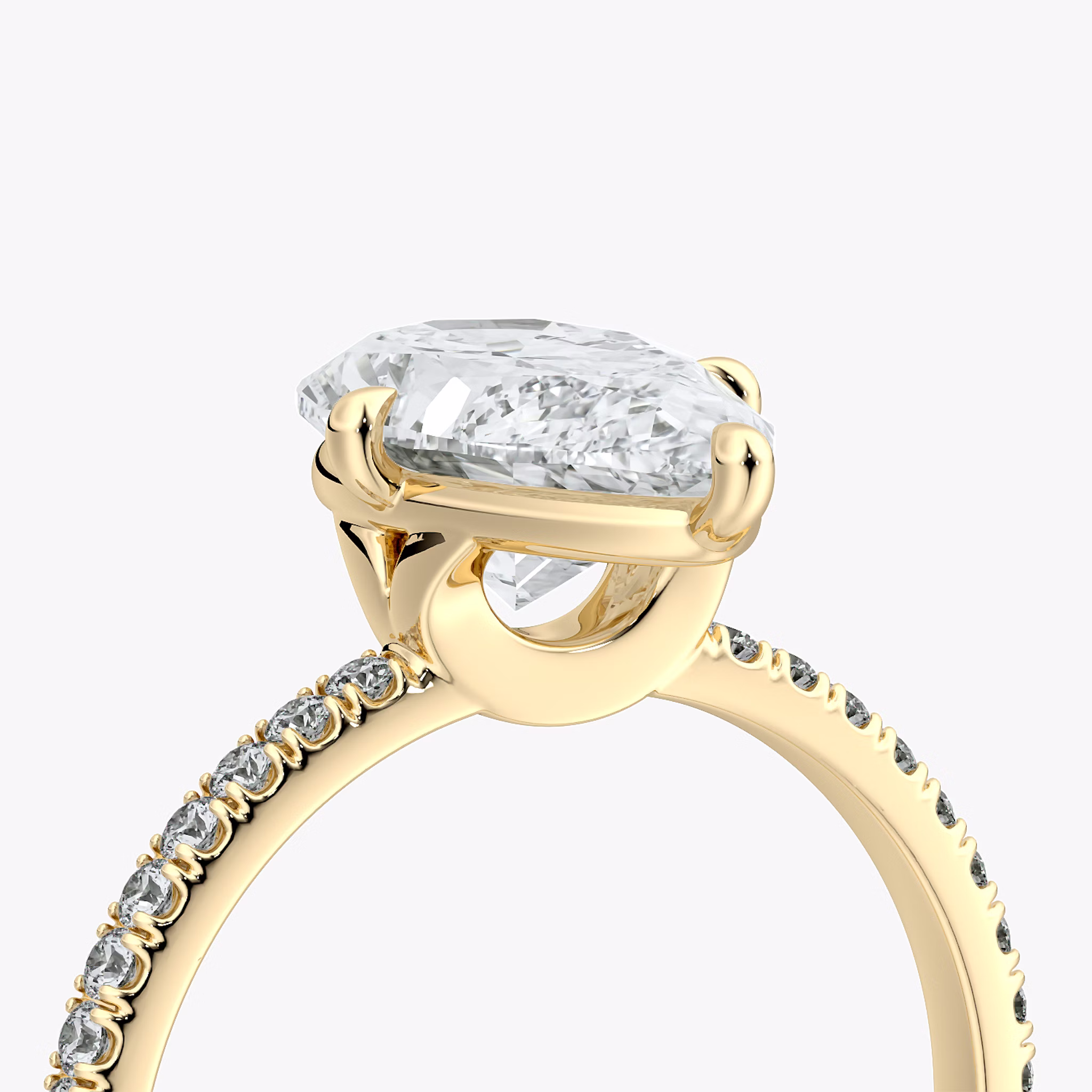 The Compass Solitaire | Pear | 18k | Yellow Gold | bandAccent: Pavé | diamondOrientation: vertical | caratWeight: other