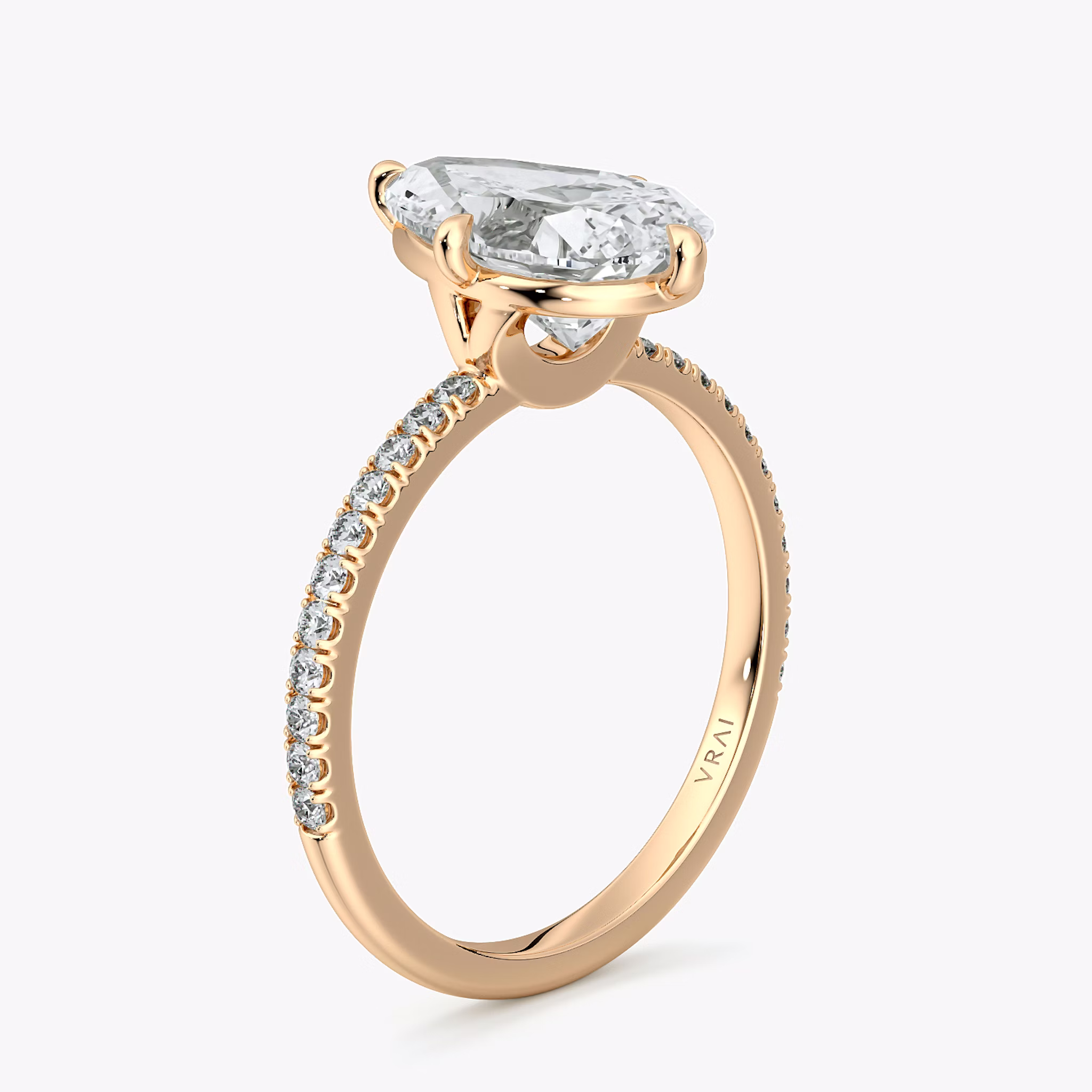The Compass Solitaire | Pear | 14k | Rose Gold | bandAccent: Pavé | diamondOrientation: vertical | caratWeight: other