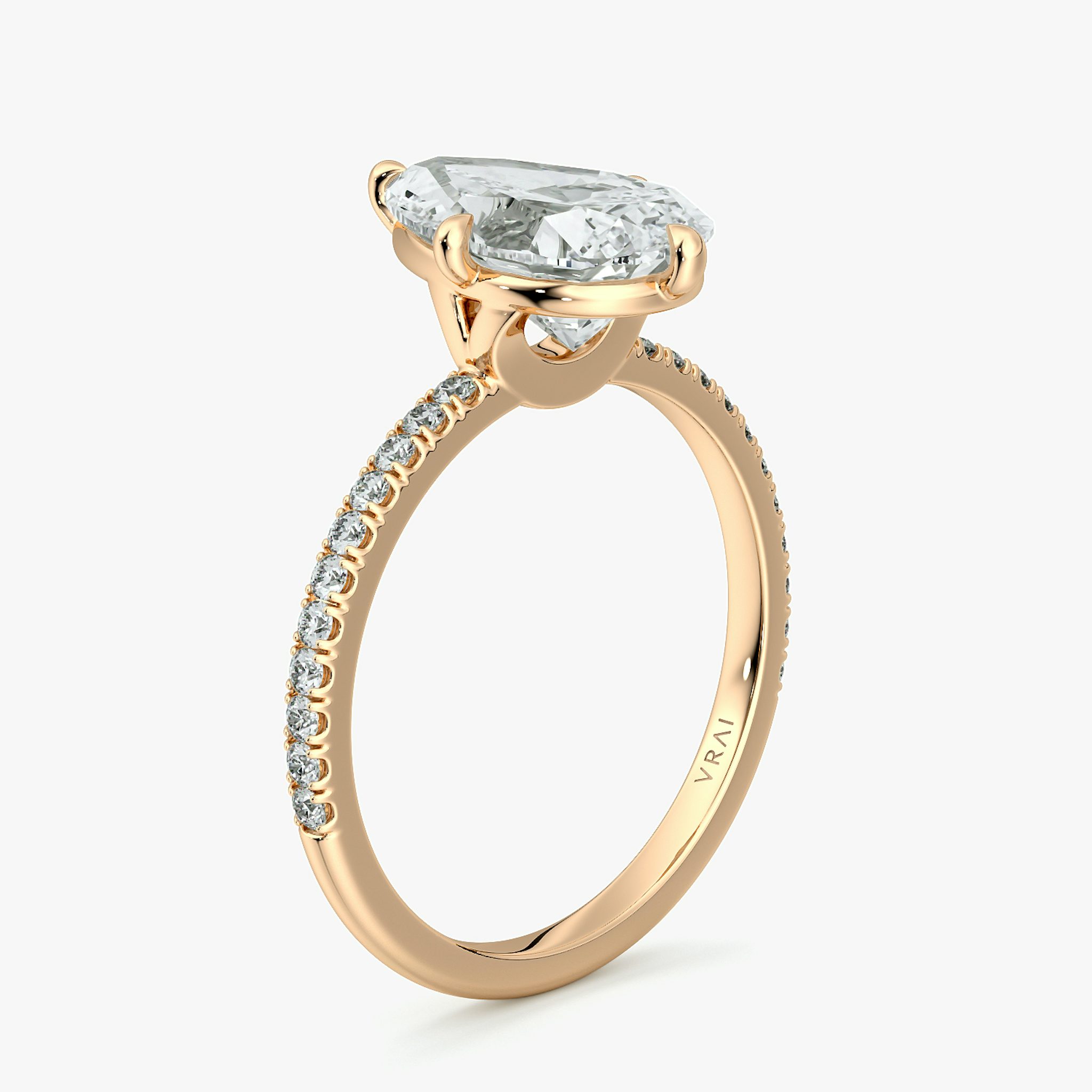 The Compass Solitaire | Pear | 14k | Rose Gold | bandAccent: Pavé | diamondOrientation: vertical | caratWeight: other
