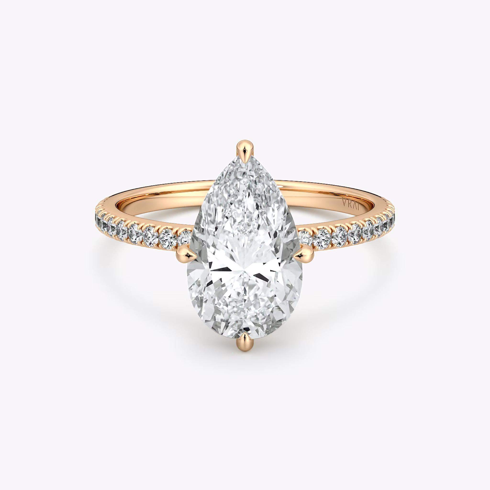 The Compass Solitaire | Pear | 14k | Rose Gold | bandAccent: Pavé | diamondOrientation: vertical | caratWeight: other