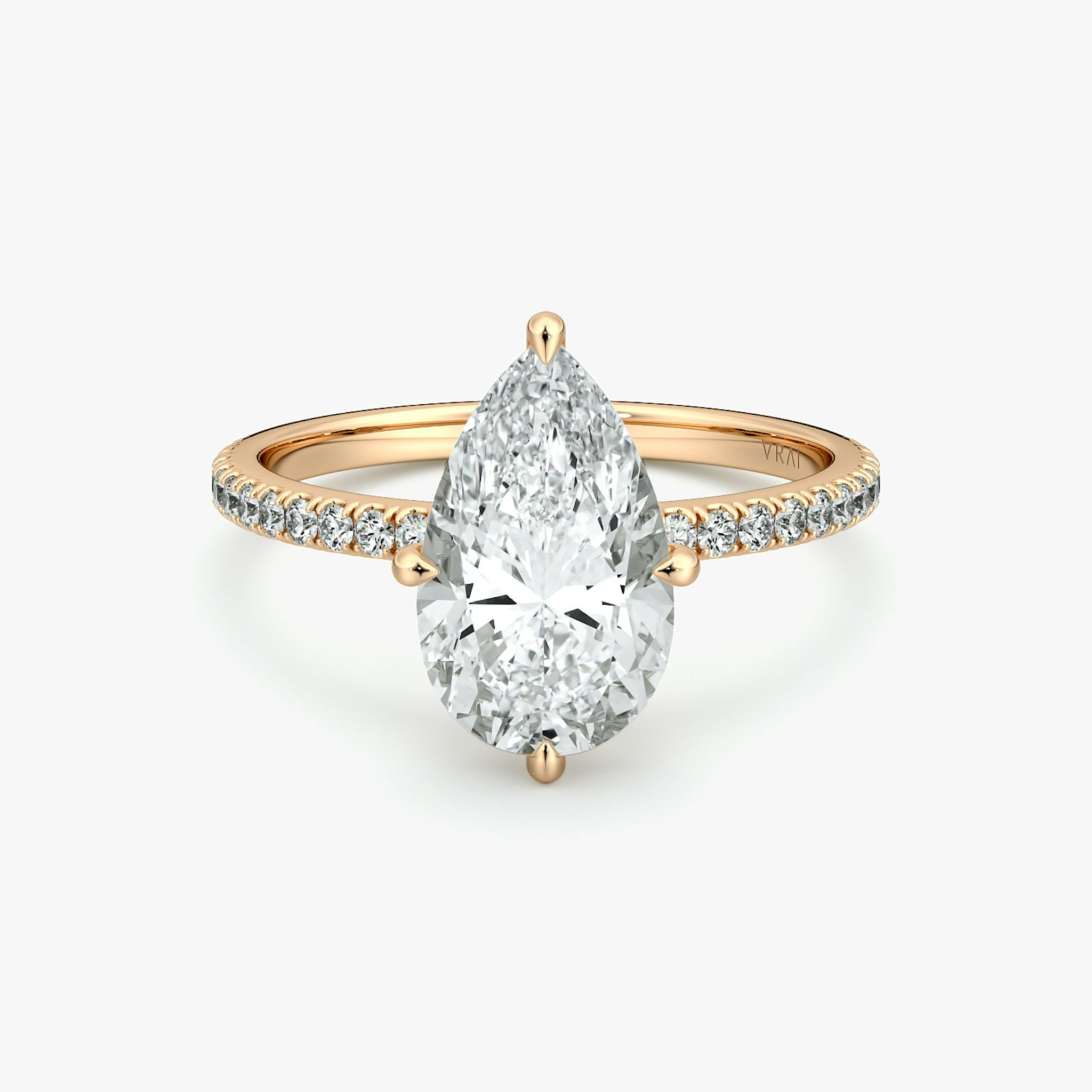 The Compass Solitaire | Pear | 14k | Rose Gold | bandAccent: Pavé | diamondOrientation: vertical | caratWeight: other