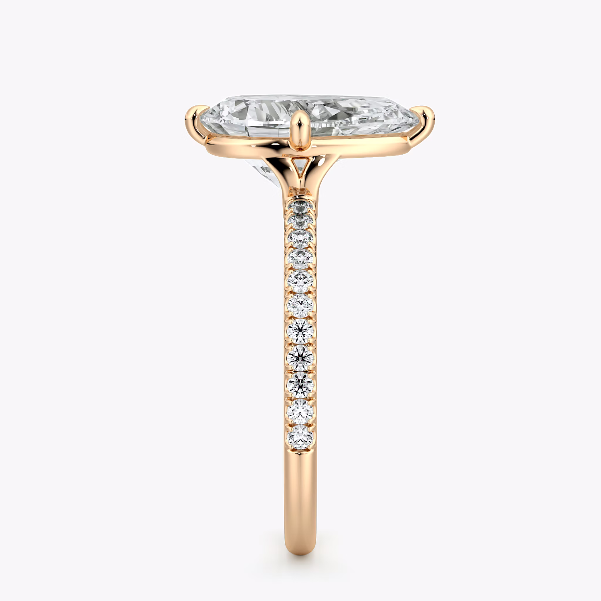 The Compass Solitaire | Pear | 14k | Rose Gold | bandAccent: Pavé | diamondOrientation: vertical | caratWeight: other