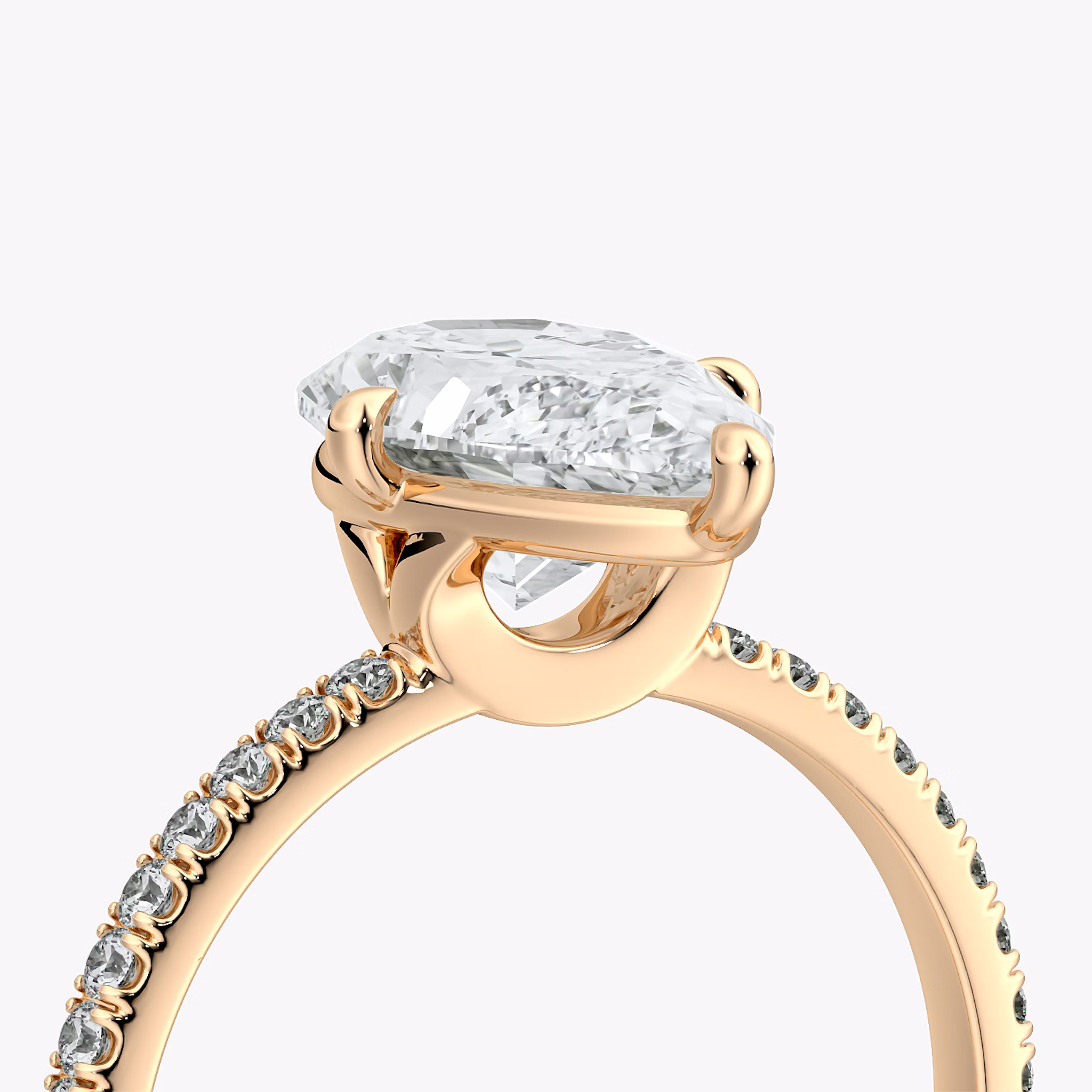 The Compass Solitaire | Pear | 14k | Rose Gold | bandAccent: Pavé | diamondOrientation: vertical | caratWeight: other