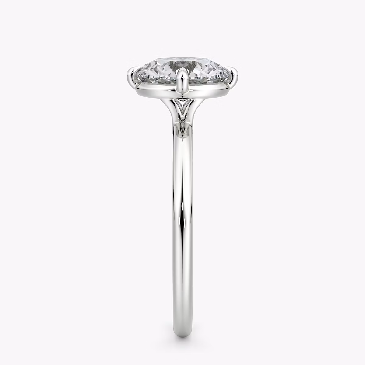 The Compass Solitaire | Round Brilliant | 18k | White Gold | bandAccent: Plain | caratWeight: 1.5ct | diamondOrientation: vertical