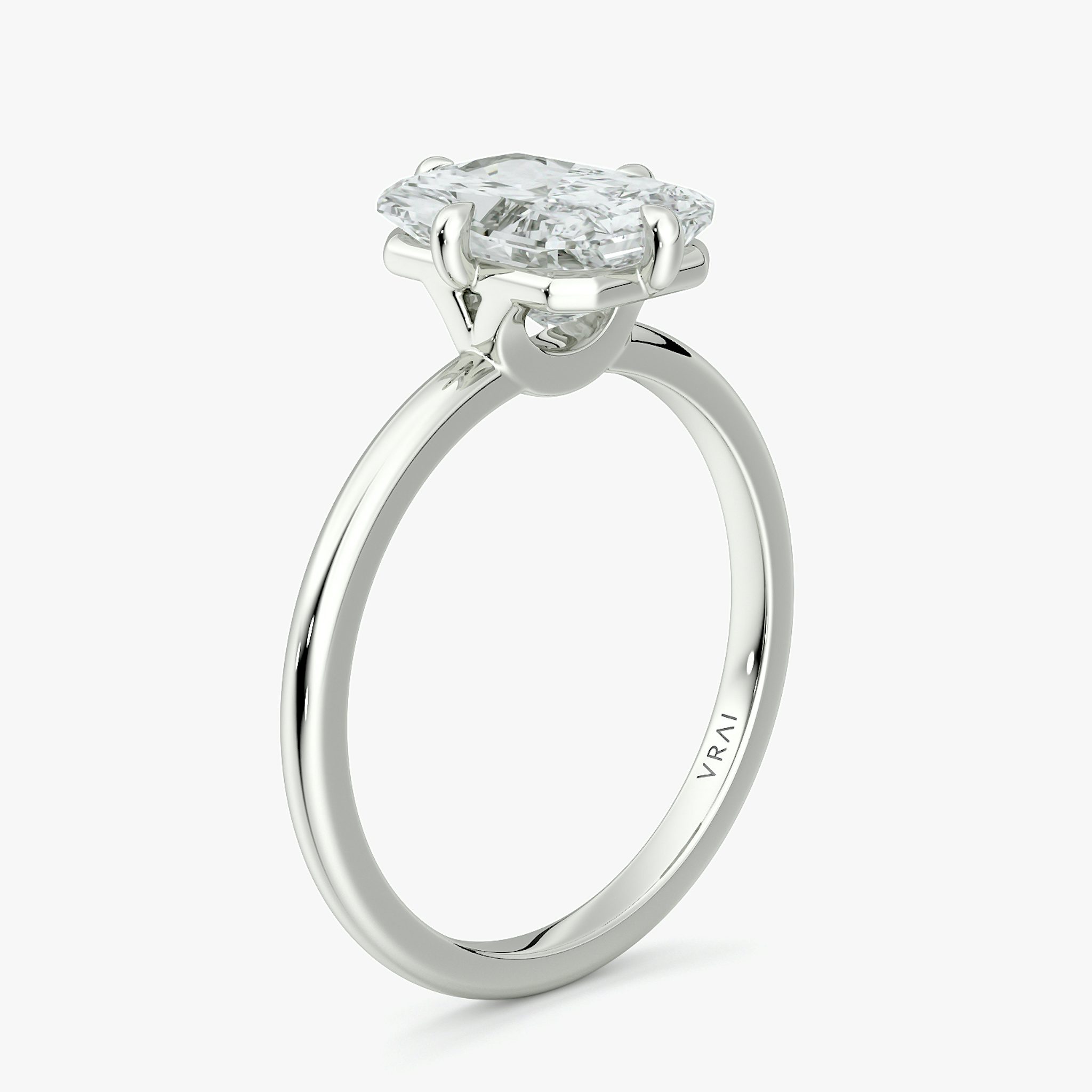 The Compass Solitaire | Radiant | 18k | White Gold | bandAccent: Plain | diamondOrientation: vertical | caratWeight: other