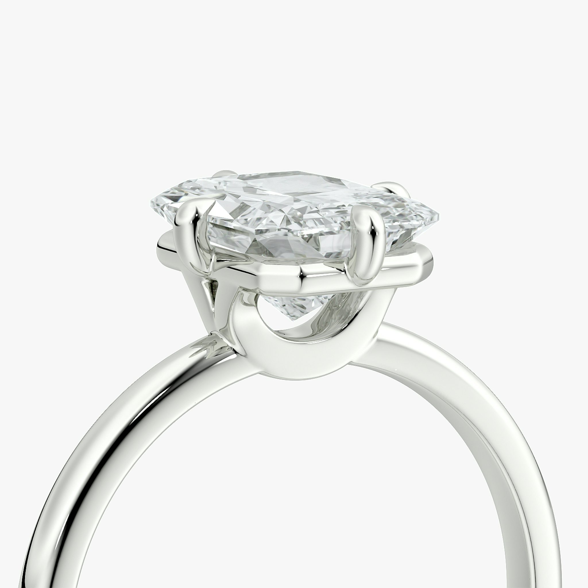 The Compass Solitaire | Radiant | 18k | White Gold | bandAccent: Plain | diamondOrientation: vertical | caratWeight: other