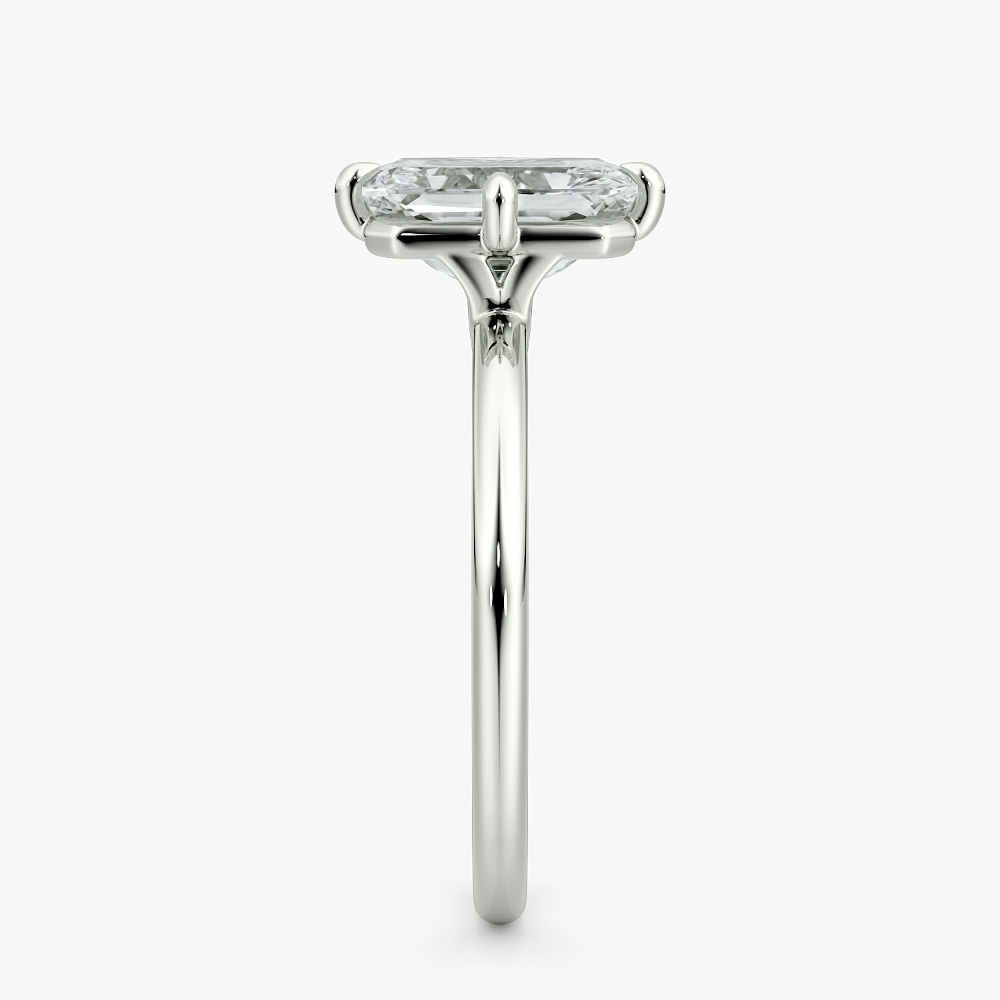 The Compass Solitaire | Radiant | 18k | White Gold | bandAccent: Plain | diamondOrientation: vertical | caratWeight: other