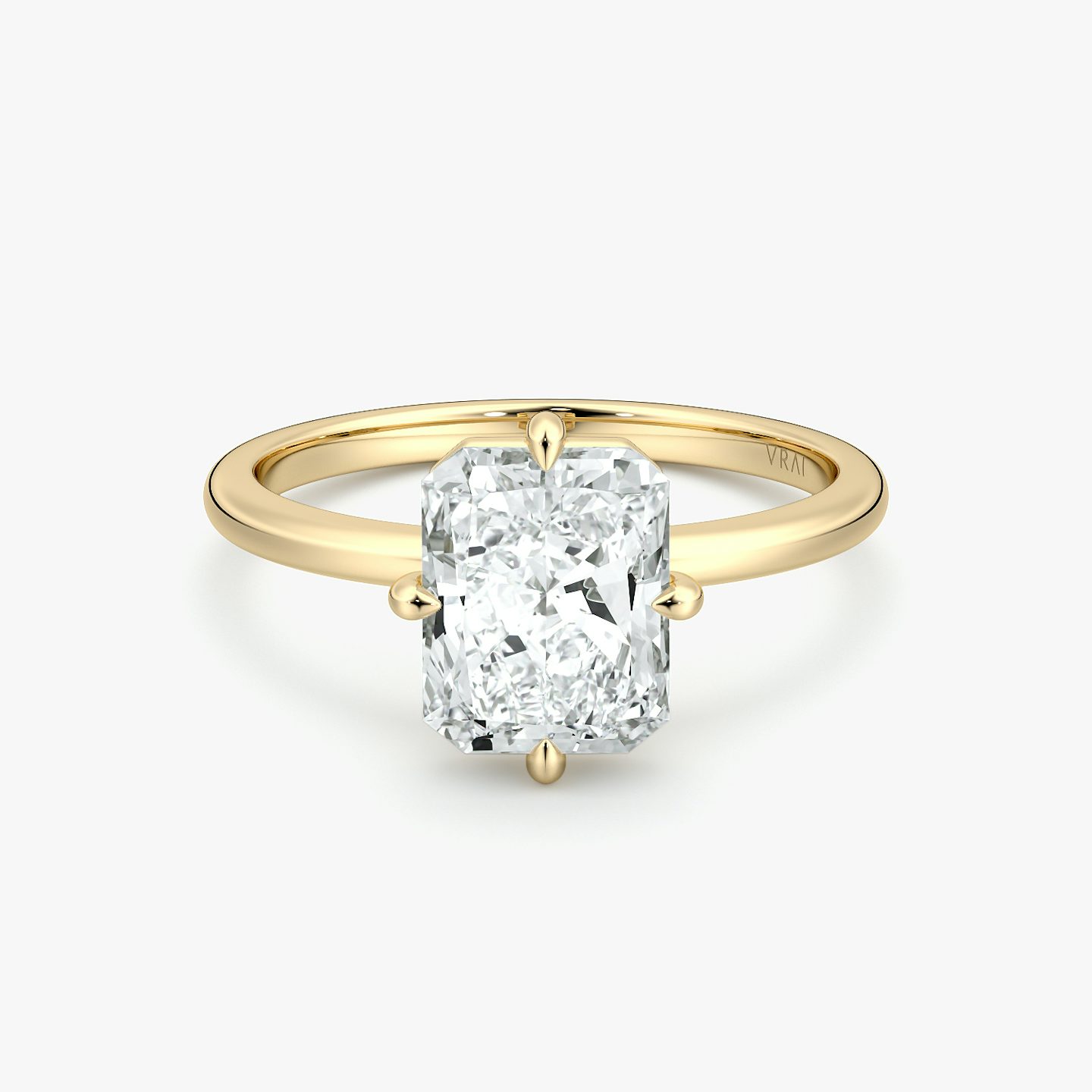 Anillo de compromiso Compass | Radiante | 18k | Oro amarillo | bandAccent: Simple | diamondOrientation: vertical | caratWeight: other