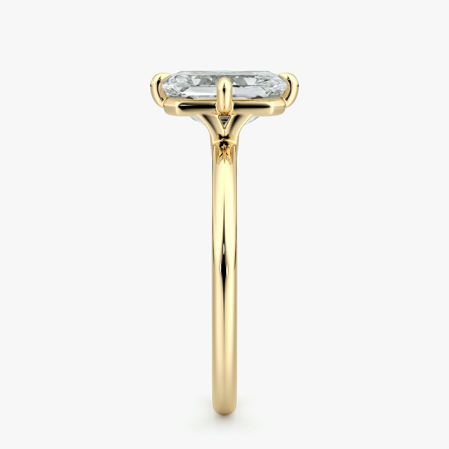 Anillo de compromiso Compass | Radiante | 18k | Oro amarillo | bandAccent: Simple | diamondOrientation: vertical | caratWeight: other