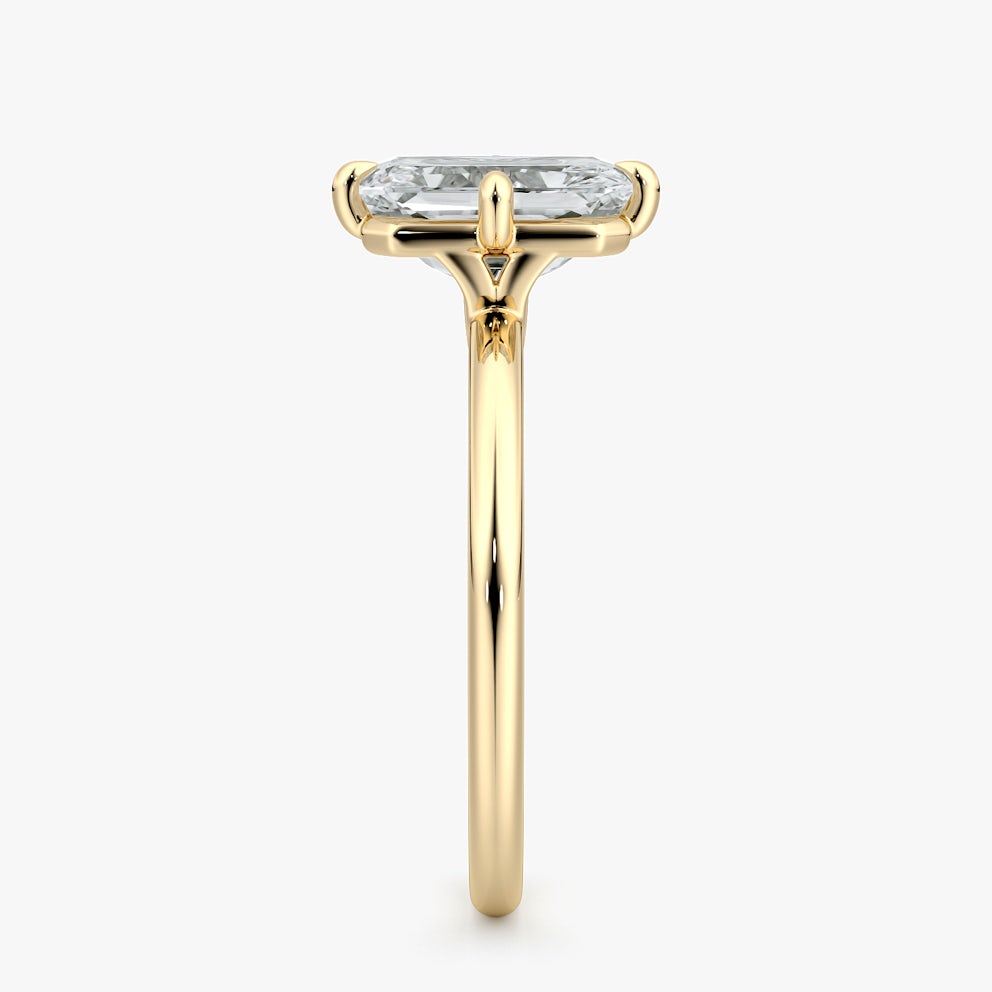 The Compass Solitaire Radiant Engagement Ring | Plain Band | Yellow Gold