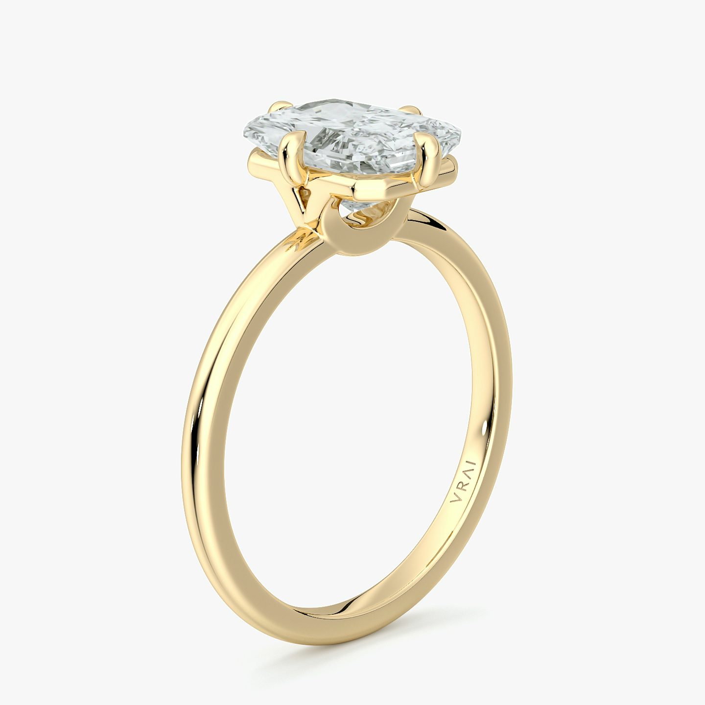 Anillo de compromiso Compass | Radiante | 18k | Oro amarillo | bandAccent: Simple | diamondOrientation: vertical | caratWeight: other