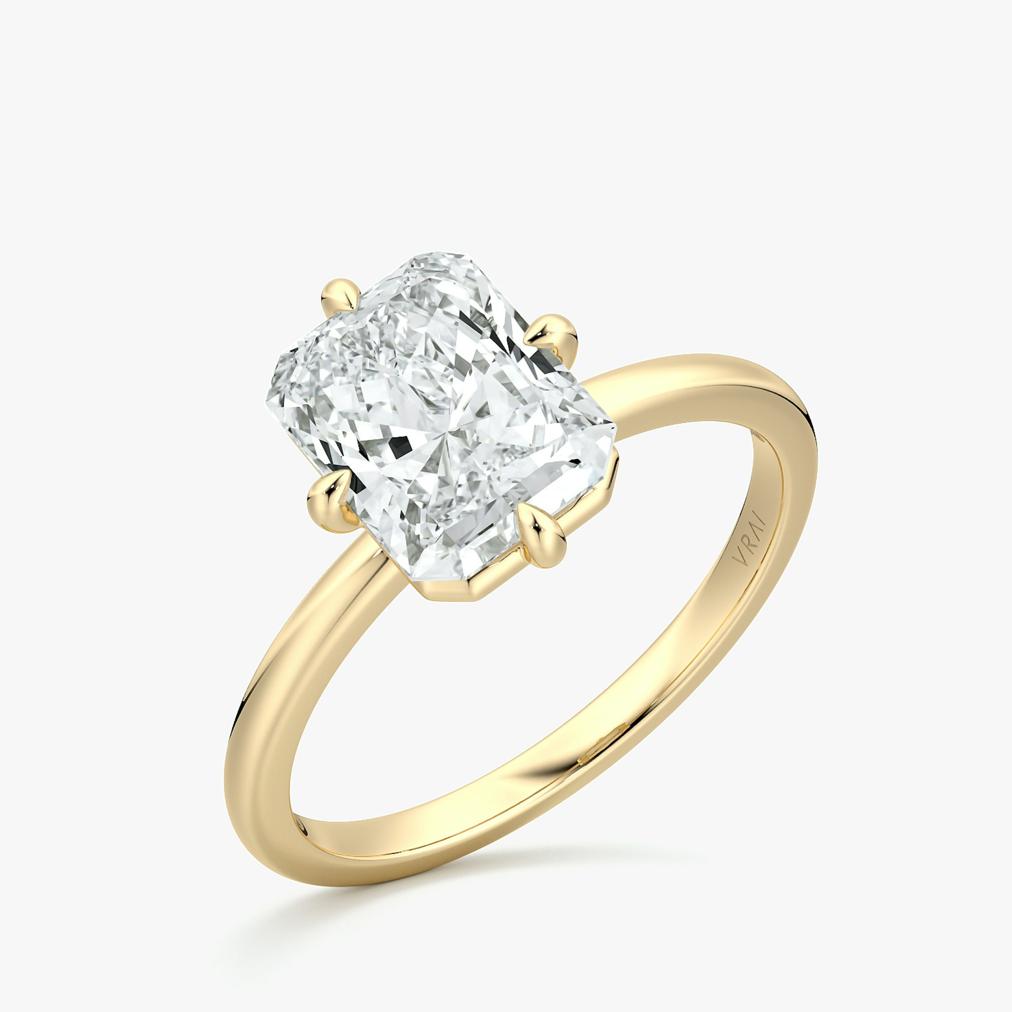 The Compass Solitaire | Radiant | 18k | Yellow Gold | bandAccent: Plain | diamondOrientation: vertical | caratWeight: other
