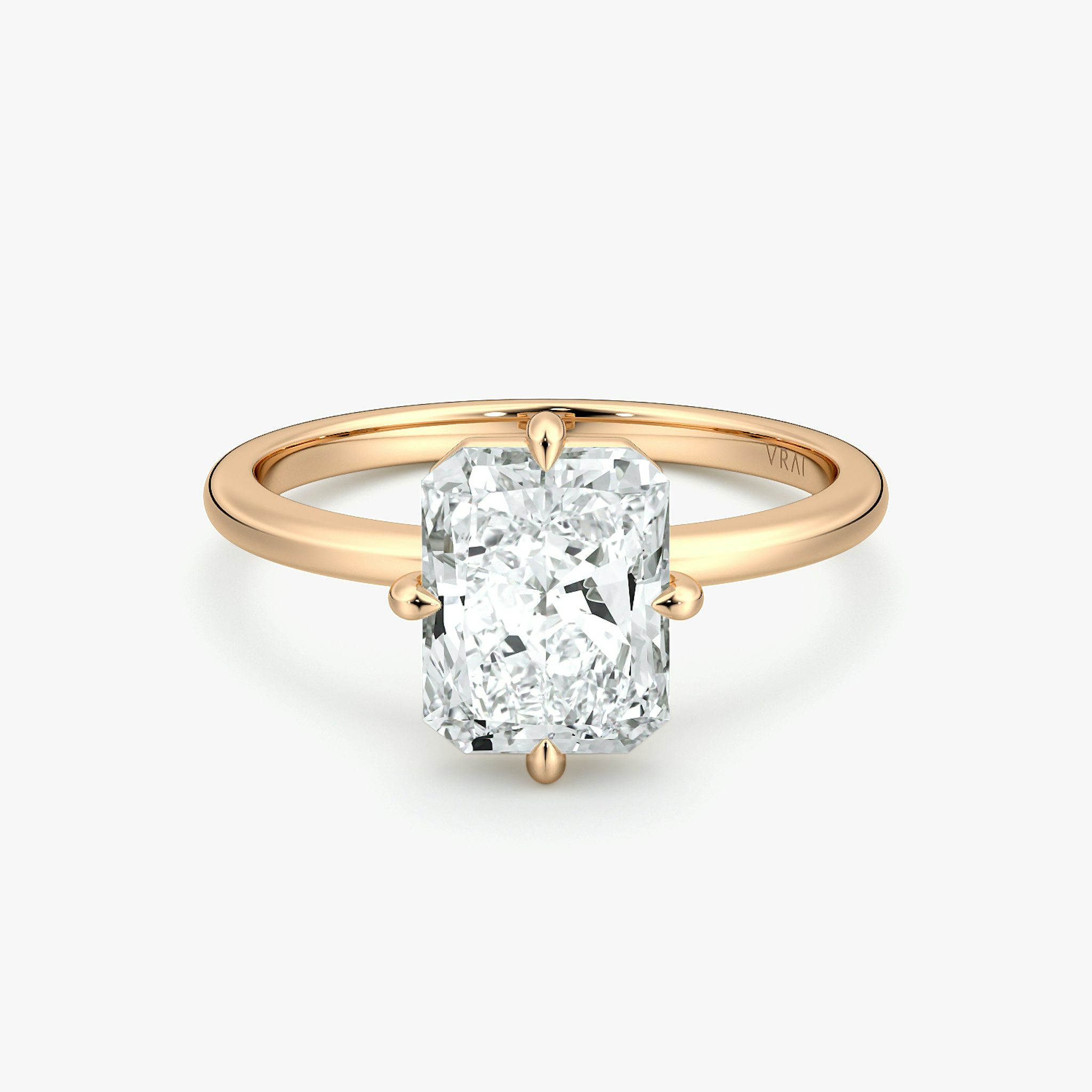 Anillo de compromiso Compass | Radiante | 14k | Oro rosa | bandAccent: Simple | diamondOrientation: vertical | caratWeight: other