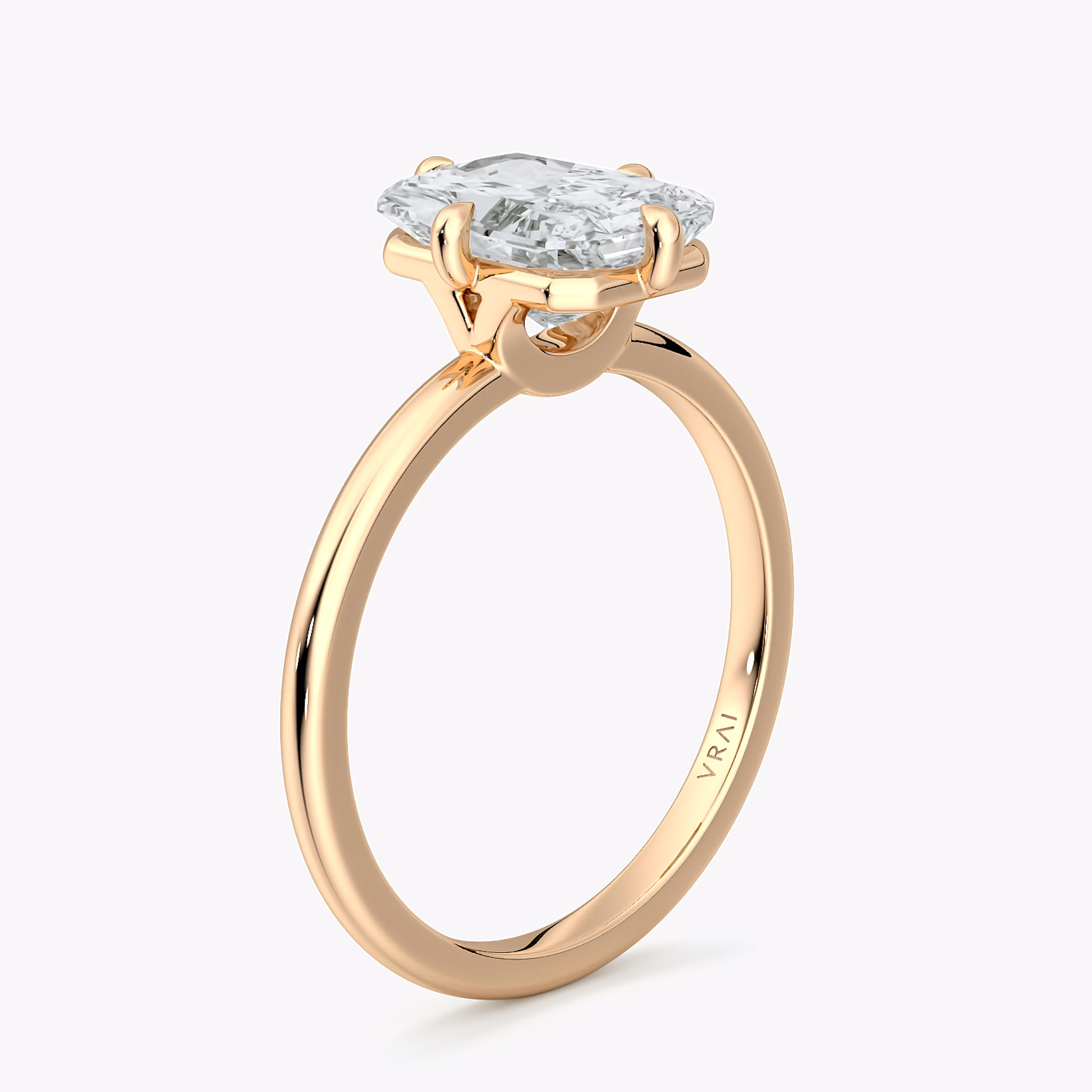 Anillo de compromiso Compass | Radiante | 14k | Oro rosa | bandAccent: Simple | diamondOrientation: vertical | caratWeight: other