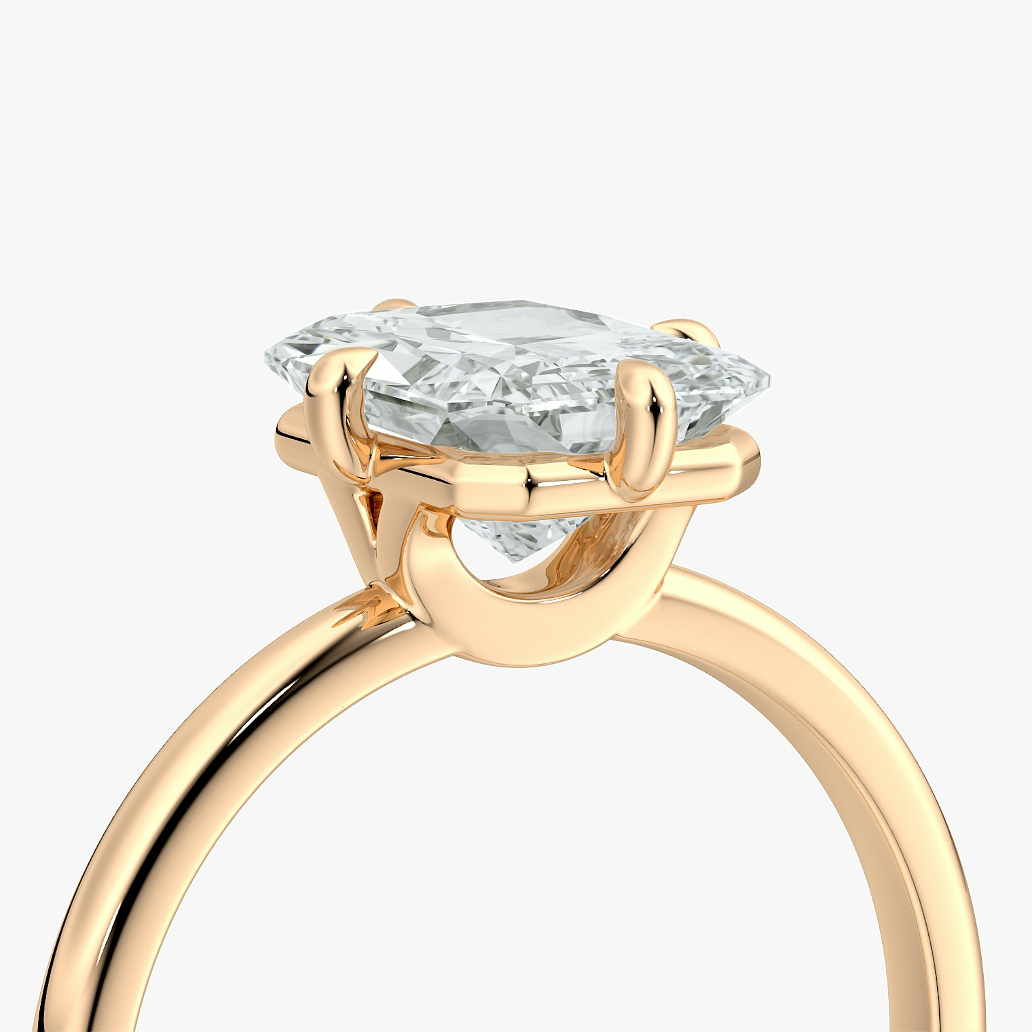 Anillo de compromiso Compass | Radiante | 14k | Oro rosa | bandAccent: Simple | diamondOrientation: vertical | caratWeight: other