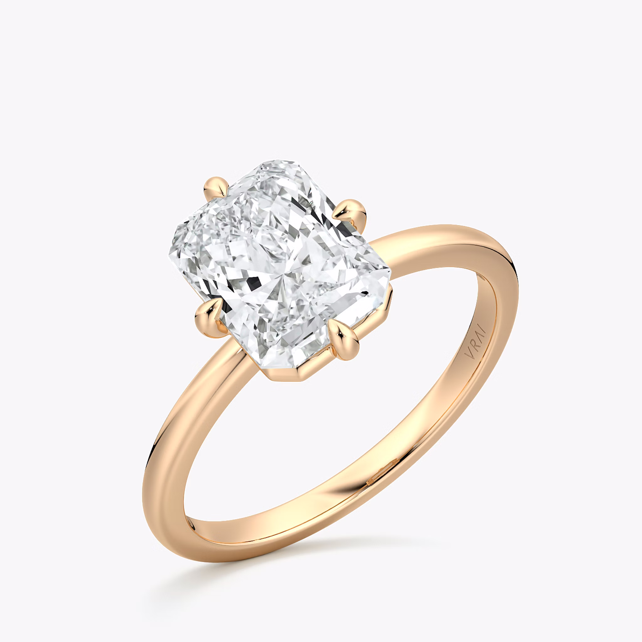 Anillo de compromiso Compass | Radiante | 14k | Oro rosa | bandAccent: Simple | diamondOrientation: vertical | caratWeight: other