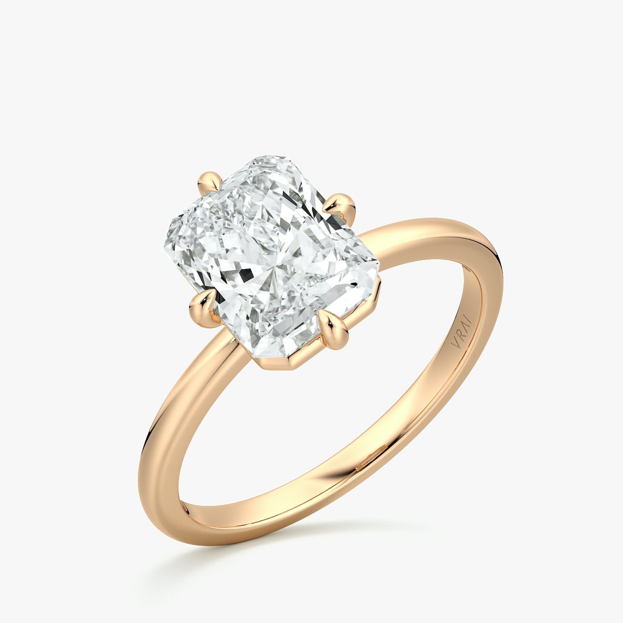 Anillo de compromiso Compass | Radiante | 14k | Oro rosa | bandAccent: Simple | diamondOrientation: vertical | caratWeight: other