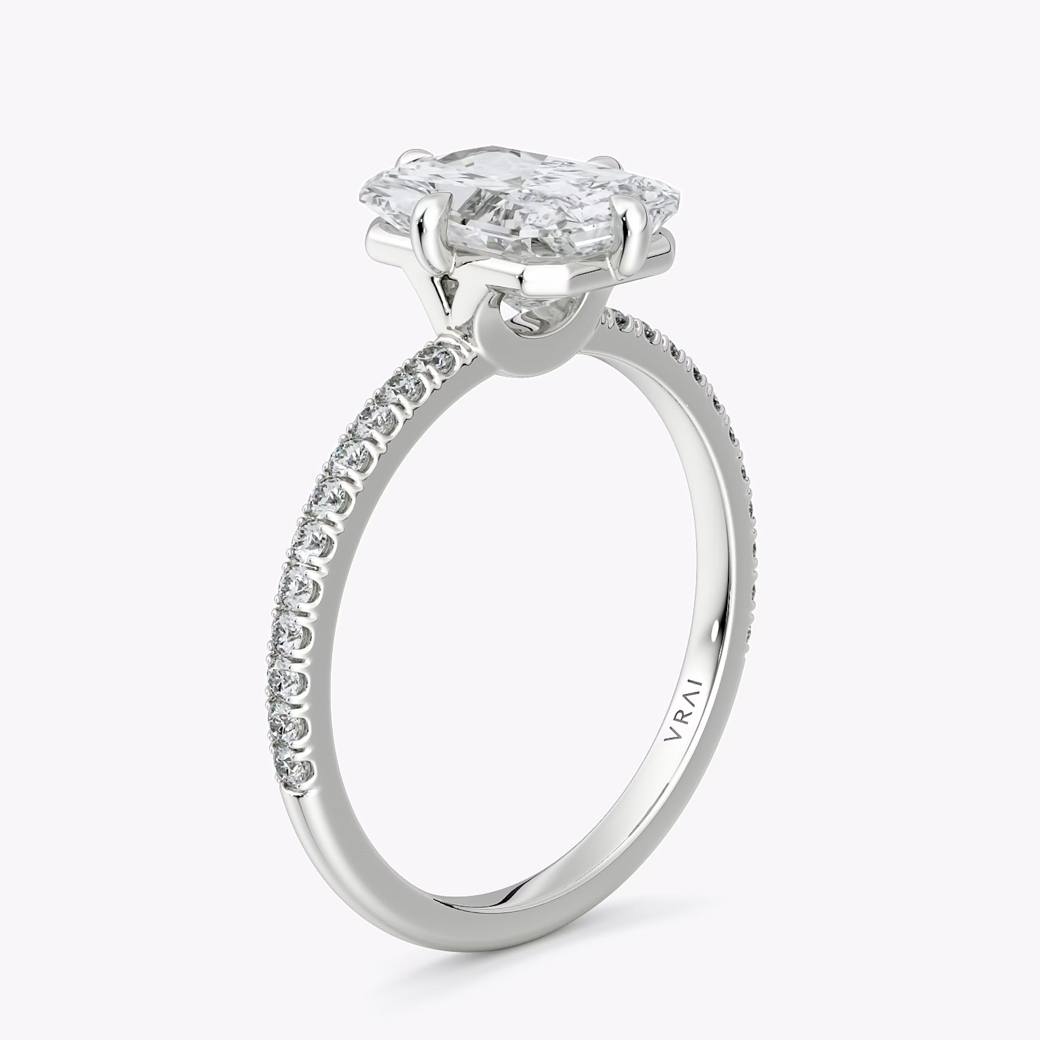 The Compass Solitaire | Radiant | Platinum | bandAccent: Pavé | diamondOrientation: vertical | caratWeight: other