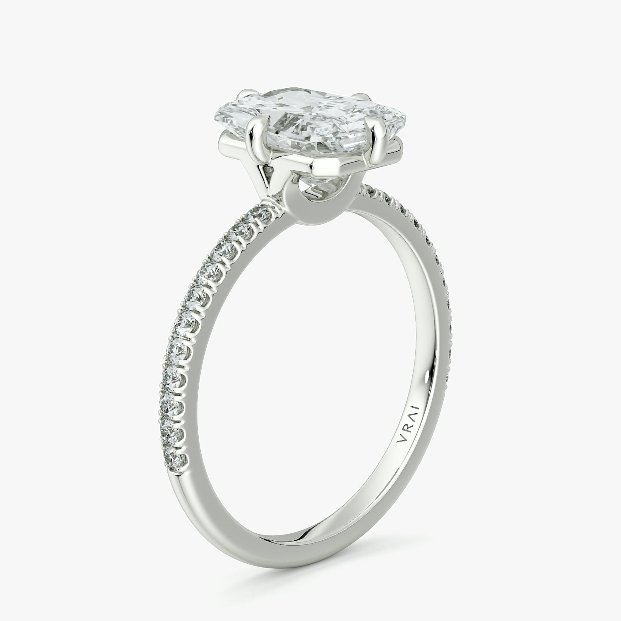 The Compass Solitaire | Radiant | Platinum | bandAccent: Pavé | diamondOrientation: vertical | caratWeight: other