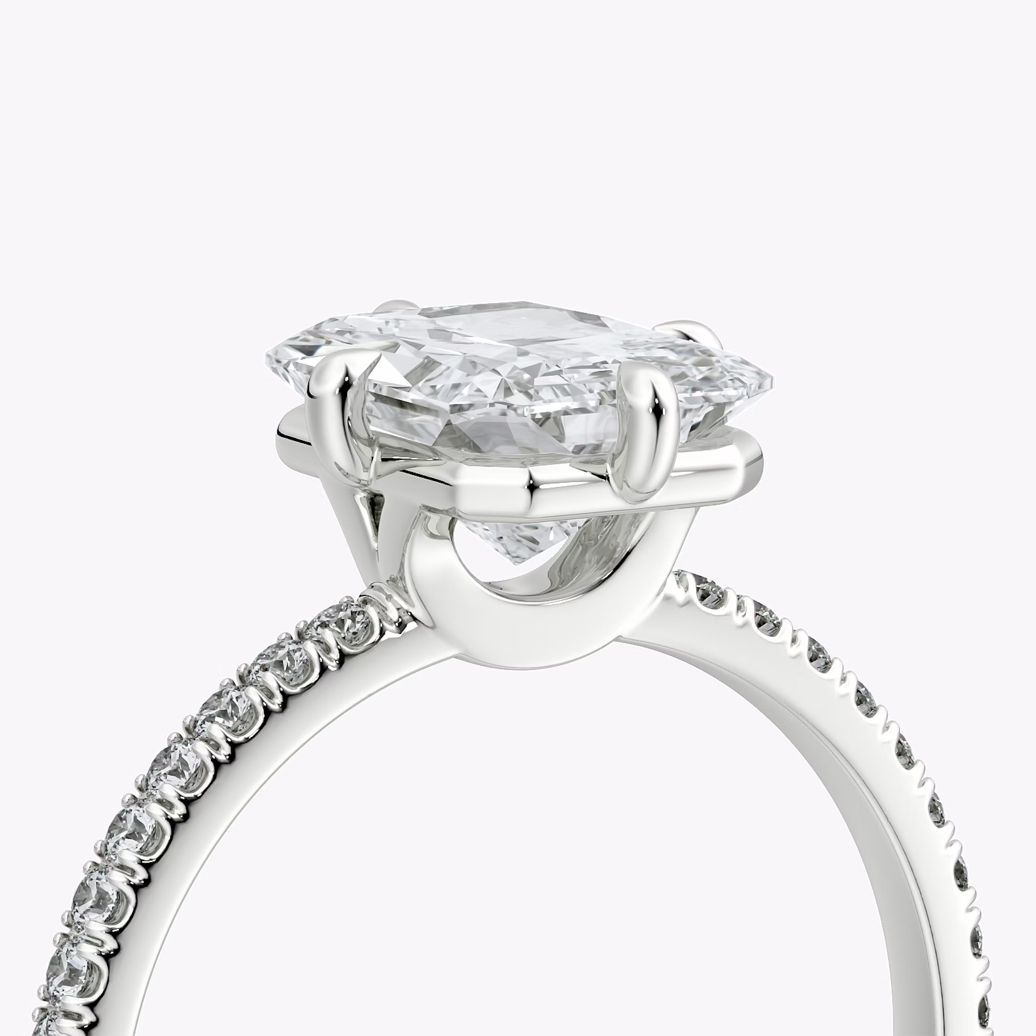 The Compass Solitaire | Radiant | Platinum | bandAccent: Pavé | diamondOrientation: vertical | caratWeight: other